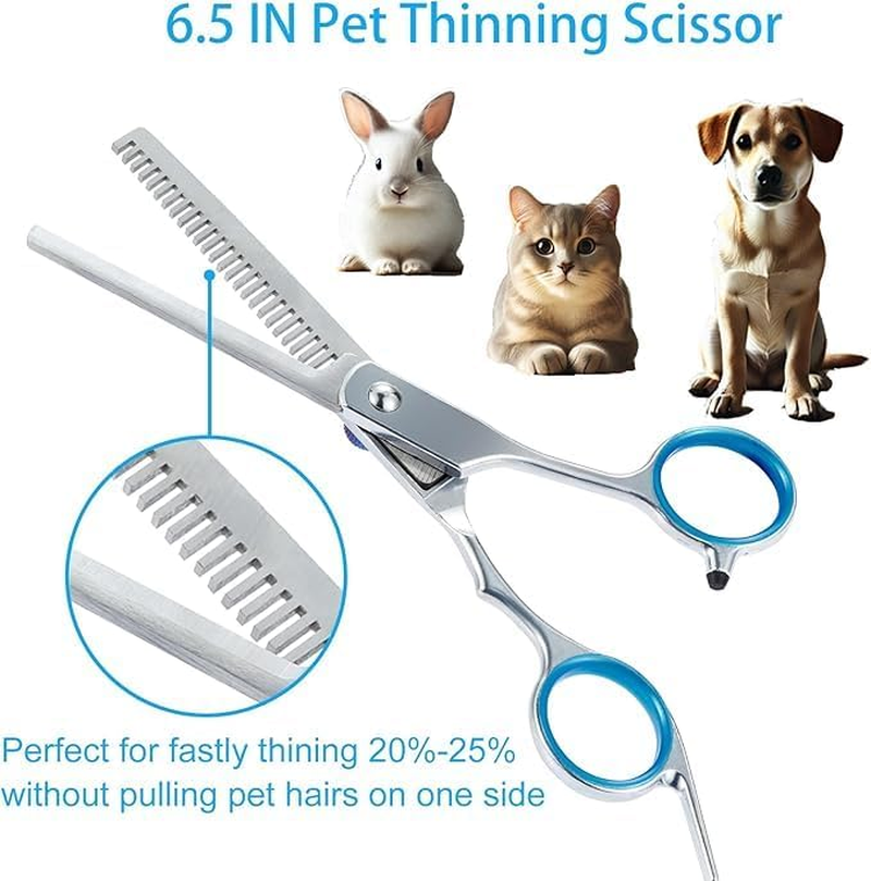 7 in 1 Premium Dog Grooming Scissors, Professional Dog Scissors for Grooming with Safety round Tips, Stainless Steel Thinning Shears, Dog Pet Cat Shears for Kit image number 2
