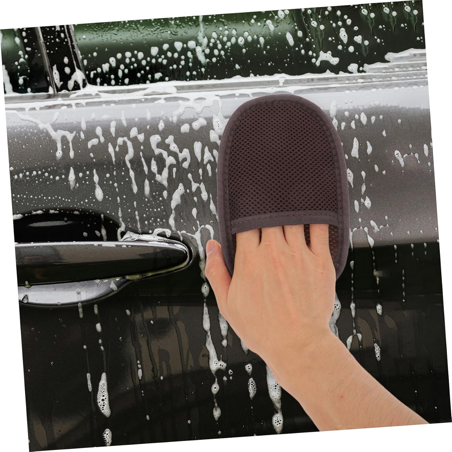 YOSADIER Car Wash Mitt Imitation Lambswool Small Orange Polishing Glove Scratch-Free Dusting Tool for Automotive Exterior Cleaning and Paint Care image number 2