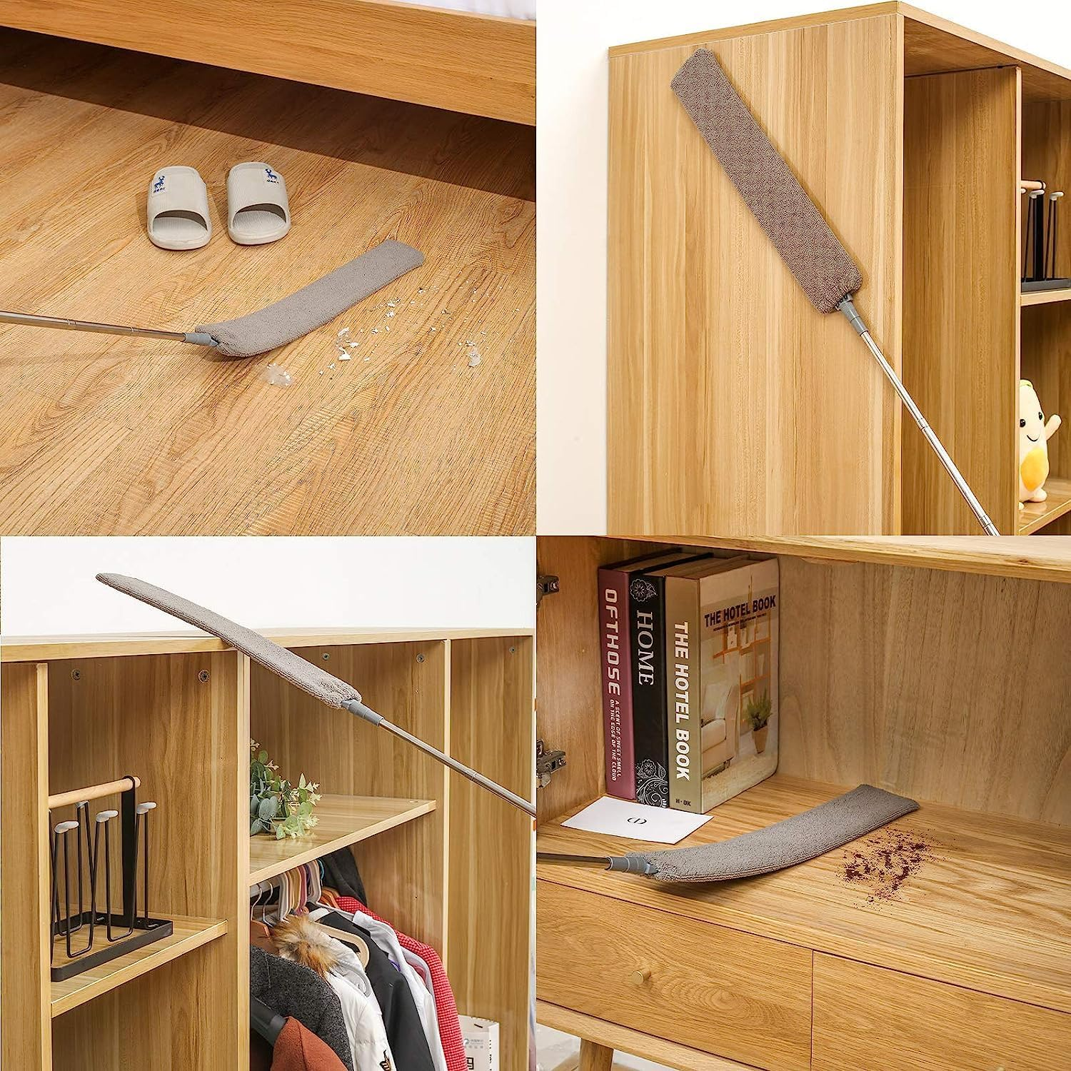 Retractable Gap Dust Cleaner, Flexible Dust Brush with Extension Pole, Multifunction Retractable Microfiber Dust Brush Gap Mop for Home Bedroom Kitchen (Gray A) image number 1