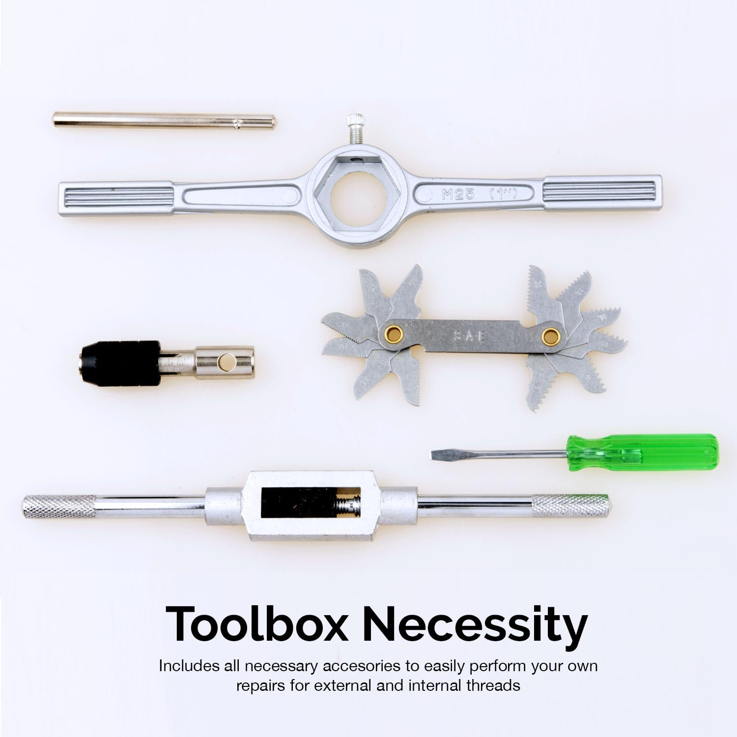 NEIKO 00911A SAE Tap and Die Set, Titanium-Coated Alloy Steel Taps and Dies, Large Threading-Tool Kit with Storage Case, 40-Piece Set image number 5