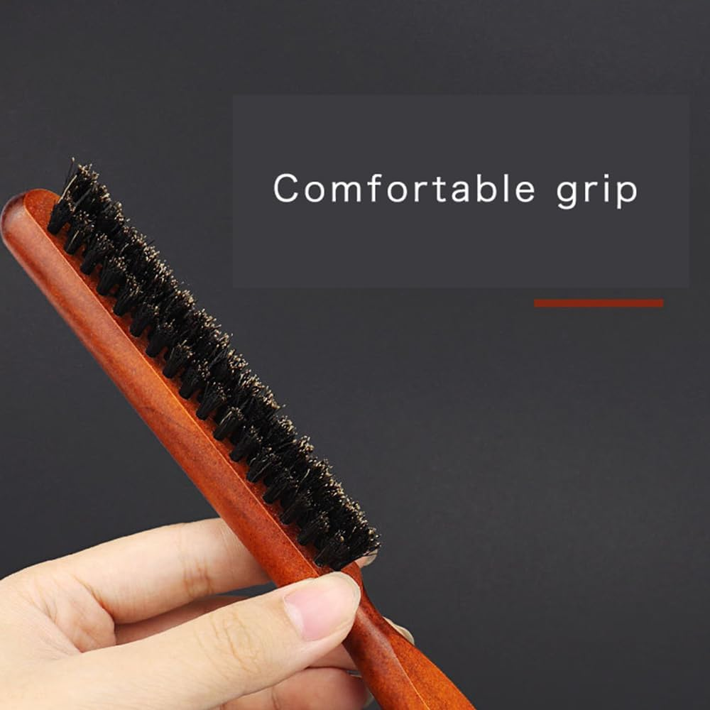 Visxcnu Boar Bristle Hair Brush, Teasing, Toupee, Sleek Bun, Natural, Brown, Unisex, Fine Hair, Hair Care Enthusiasts, Professionals, Home Users image number 4