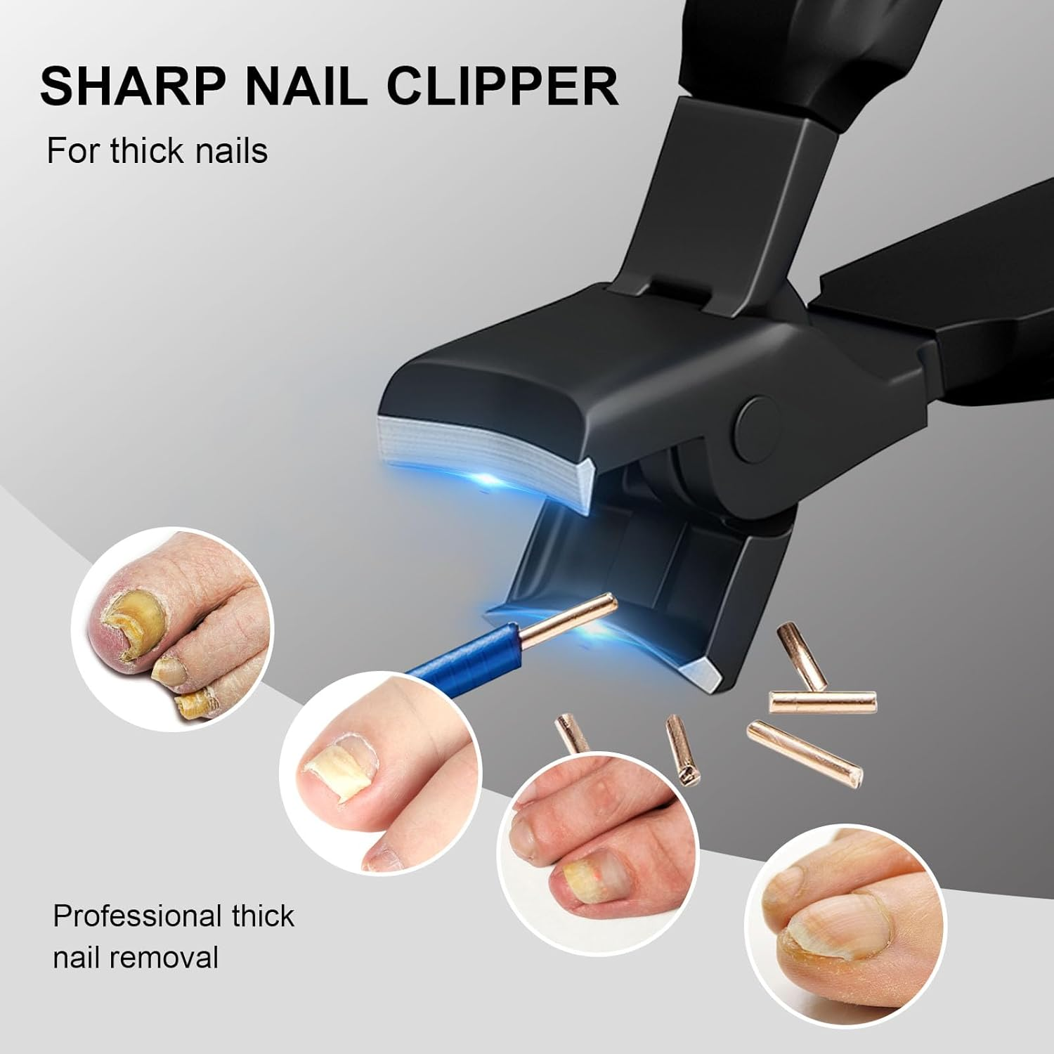 BELEVO Nail Clippers for Thick Nails, Heavy Duty Large Toenail Clippers Strong Long Handled Toe Nail Clippers for Elderly, Men and Women Nail Care Sharp Curved Nail Cutter image number 3