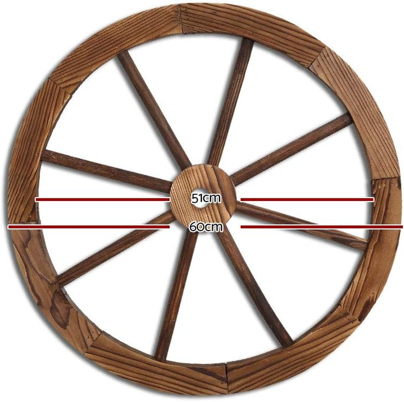 Gardeon Garden Ornaments, Set of 2 Fir Wood Gardening Decorations Vintage Decor Wooden Wagon Wheel Home Indoor Outdoor Yard Setting Decoration, Durable Rustic Charm image number 1