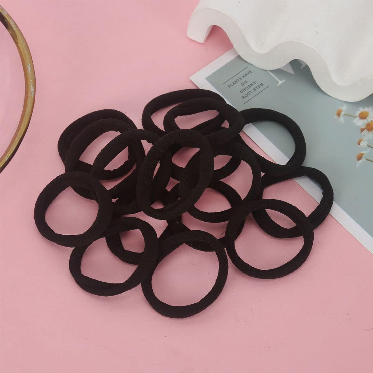 Pack of 50 Hair Bobbles Black Elastic Bands Hair Bands Hair Ties No Metal Elastic Hair Band Braid Elastic Hair Band Ponytail Elastic for Women and Girls Hair Accessories image number 3