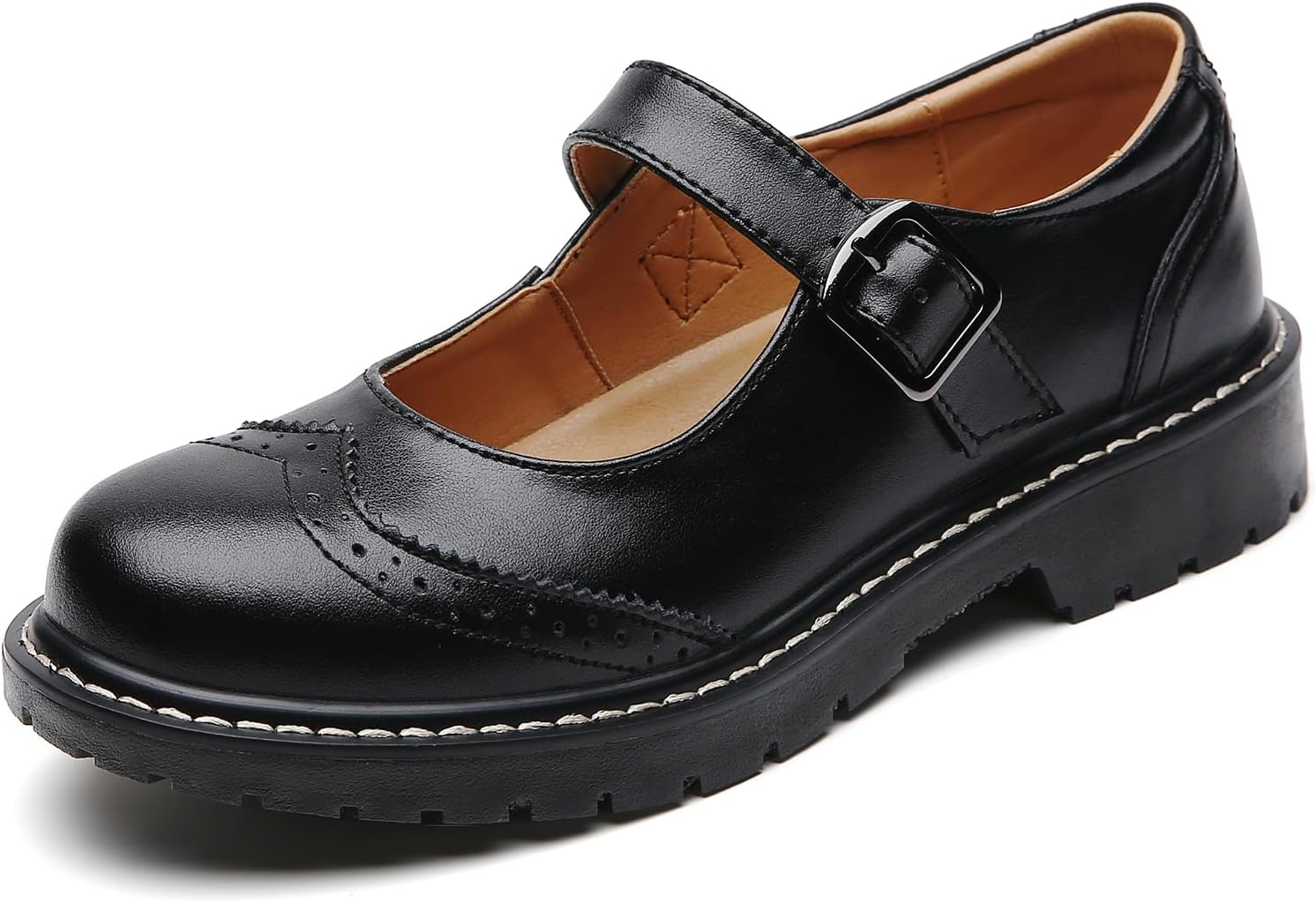 XMM Mary Jane Shoes Women Mary Janes Flats Ladies Oxford Shoes for Women Comfort Leather round Toe Non-Slip Dressy Casual Cute Girls School Work Shoes