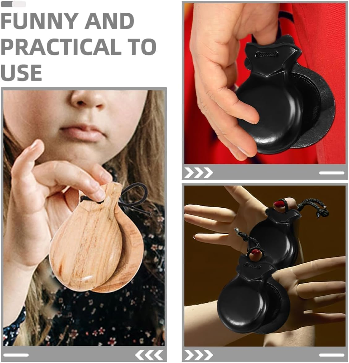 2Pcs Spanish Castanets Adults Instruments Percussion Instruments for Adults Percussion Castanets Classroom Rewards Castanets Instrument Party Favors Handheld Castanets Wood image number 4
