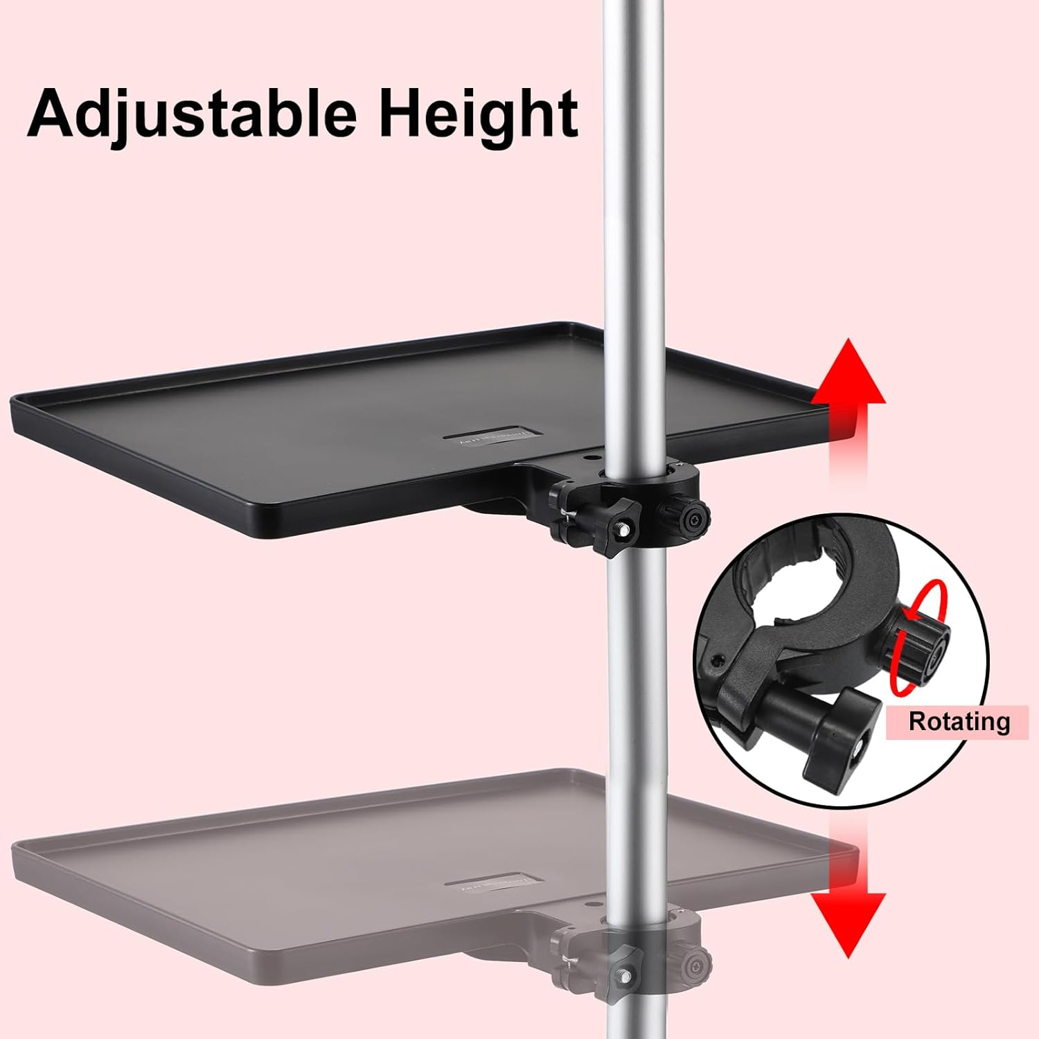 SUMNACON Salon Tray with Adjustable Height, Eyelash Extension Stand with Retaining Clip, Clampable Eyelash Extension Shelf Holder, Holder for Salon, Eyelashes Nails Hairdresser, for Tubes up to 2.5 Cm