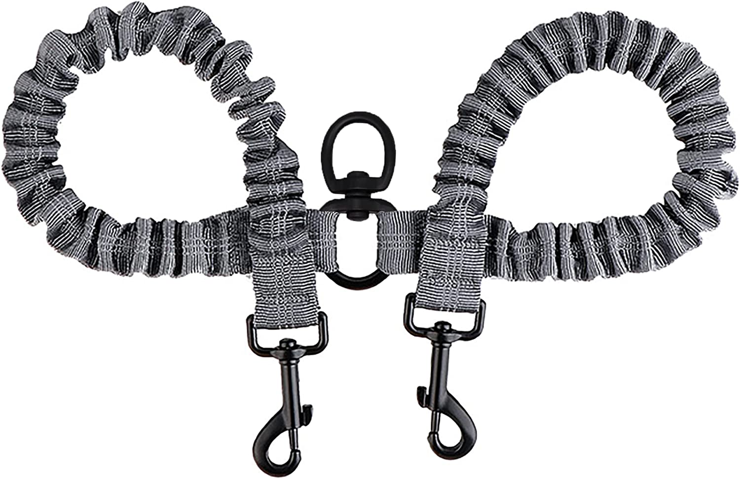 BAOBOTE Pet Double Dog Leash, Shock Absorbing Reflective Bungee Lead Walk 2 Dogs with Ease, 360&deg; Swivel No Tangle Double Dog Walking & Training Leash, Dual Dog Leash for 6-120Lbs Dogs (Black)