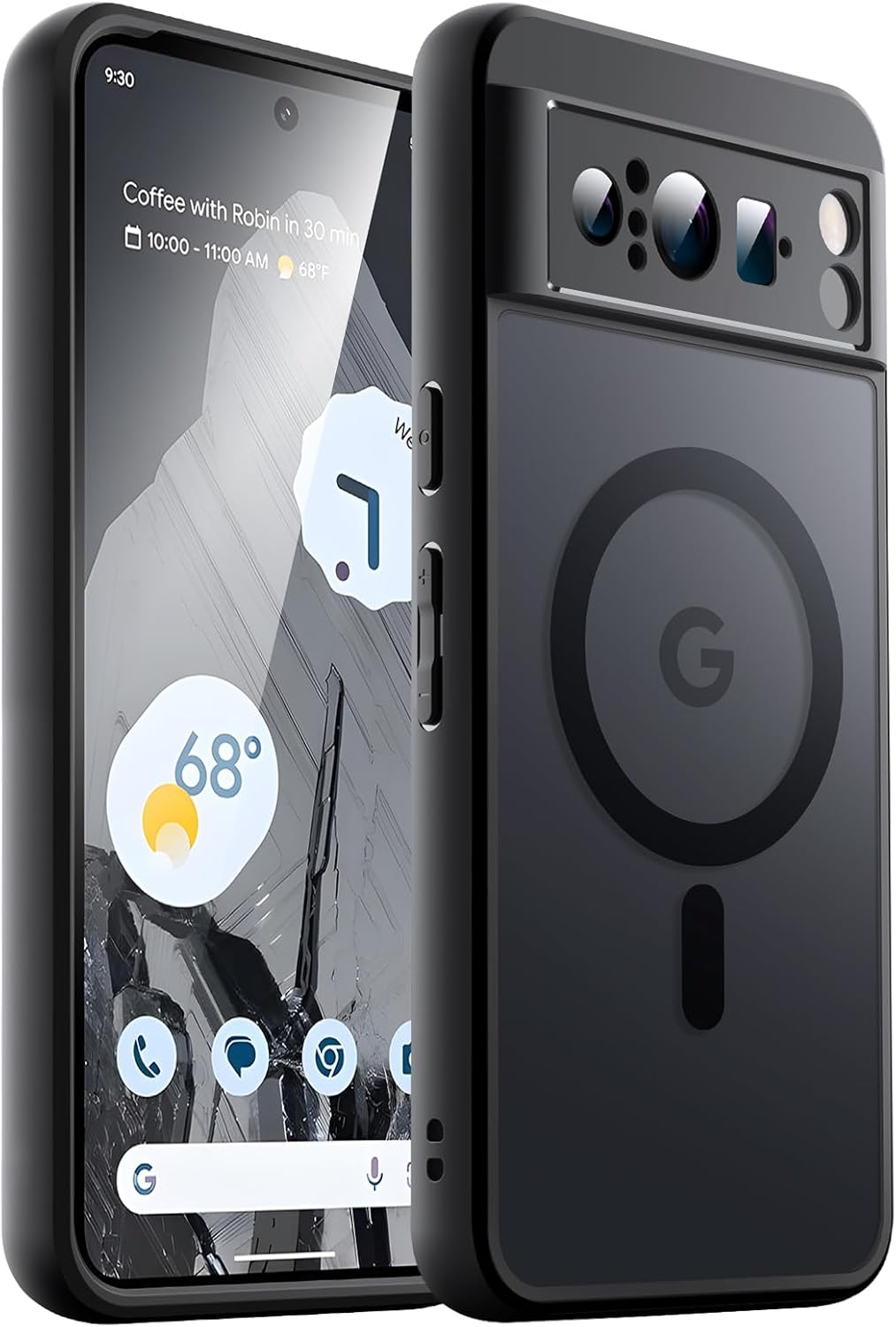 Jetech Magnetic Case for Google Pixel 8 Pro 6.7-Inch 2023, Compatible with Magsafe, Translucent Matte Back Shockproof Phone Cover (Obsidian) image number 4