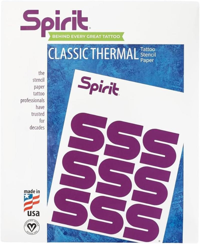 Spirit&reg; Freehand Tattoo Transfer Paper - 8.5" X 11"- A4 Size Freehand Tattooing Stencil Paper Certified Vegan with Vegetable Wax Easy Transfer Tattoo Paper (100 Sheets), Proudly Made in the USA image number 4