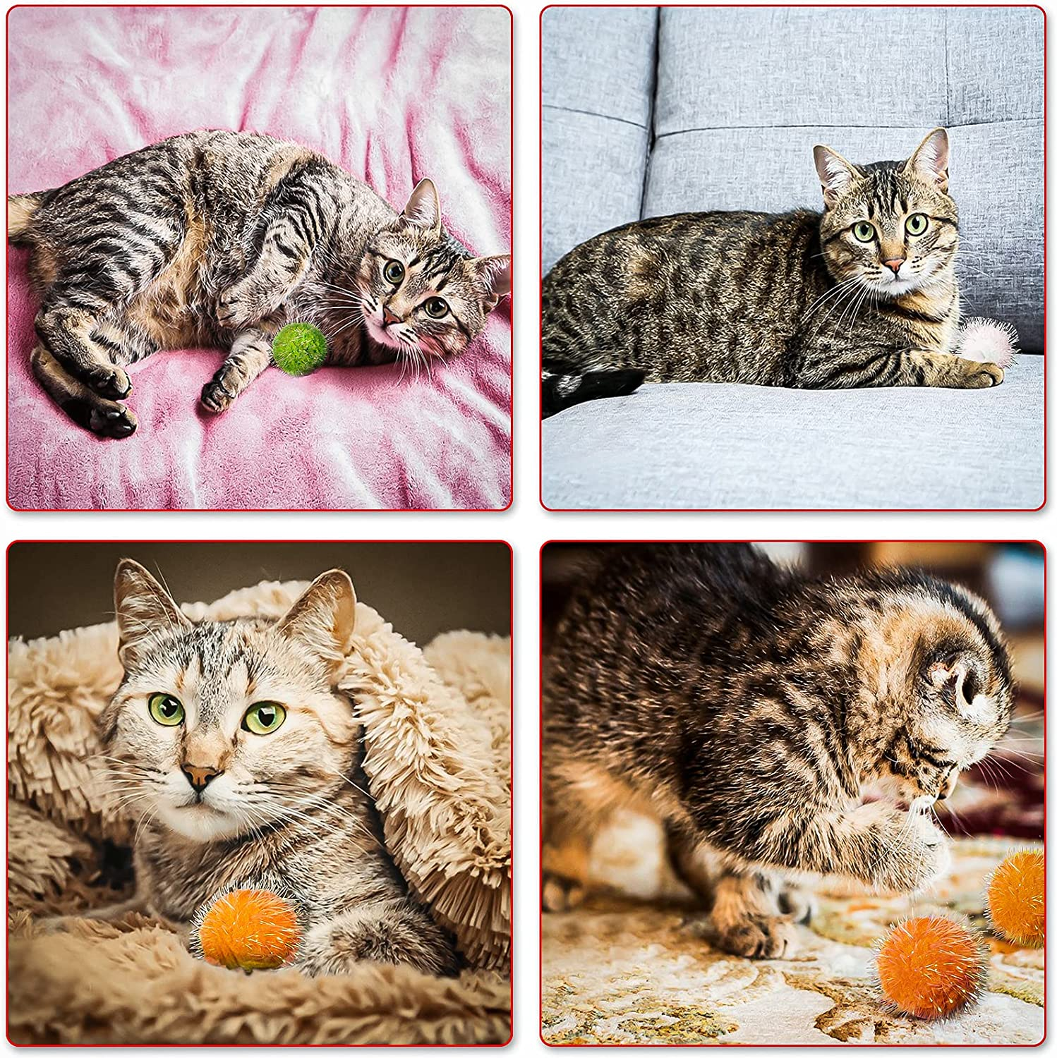 VAPKER 30 Pcs Cat Ball Toys Sparkle Balls Extra Large 2 Inch Cat'S Favorite Chase Glitter Ball Glitter Tinsel Pom Poms Balls Dark Blue Color - [10] White image number 3