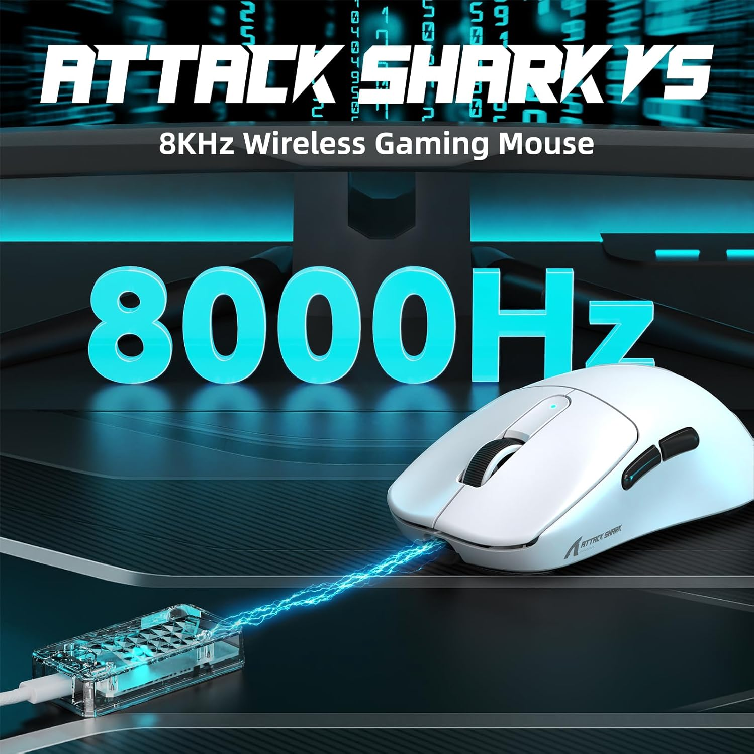 ATTACK SHARK V5 Wireless Gaming Mouse with 42000 DPI -PAW3950 MAX Sensor -55G Ultra-Lightweight-Nordic 52840 Mcu,Wired/Bt/2.4Ghz Wirelss Programmable Mouse for Pc/Mac (White) image number 5