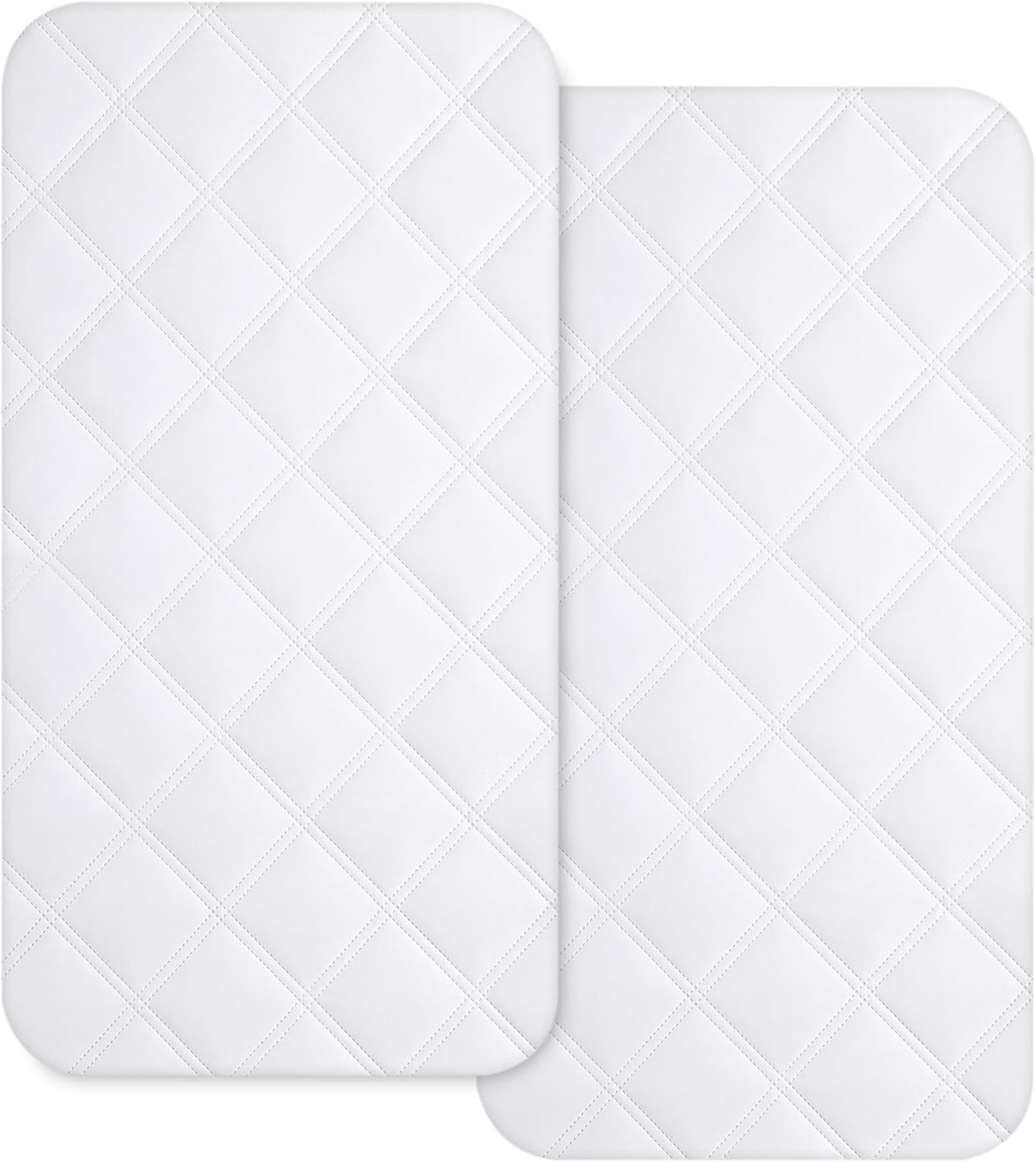 Yoofoss Waterproof Bassinet Mattress Pad Cover 2 Pack Fit for Rectangle Bassinet Mattress, Baby Bassinet Mattress Protector for Boys and Girls 34X19In image number 5