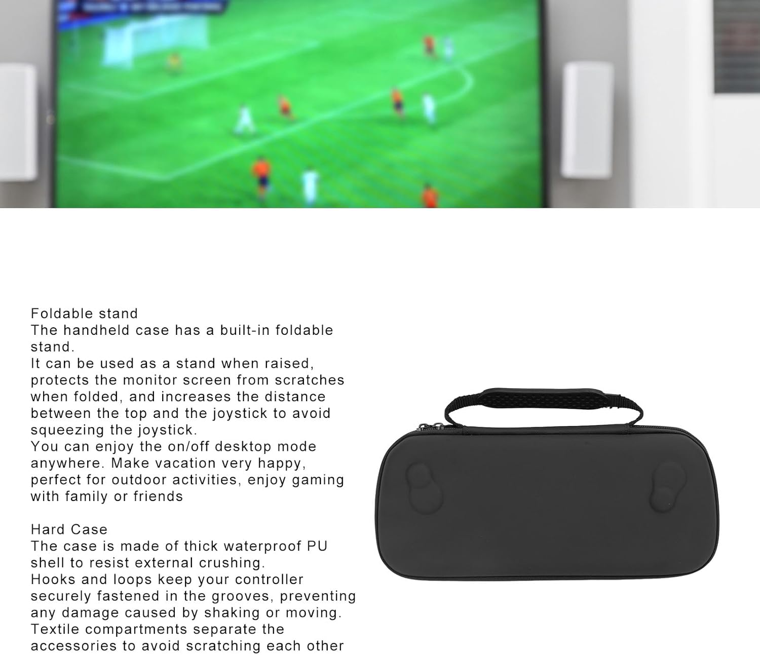 Compact Hard Protective Case, Portable Hard Shell Travel Bag with Pockets, for Rog Ally X 2024 RC72LA, for Rog Ally 2023 RC71L, for MSI Claw A1M & Other Accessories (Black) - Black image number 6