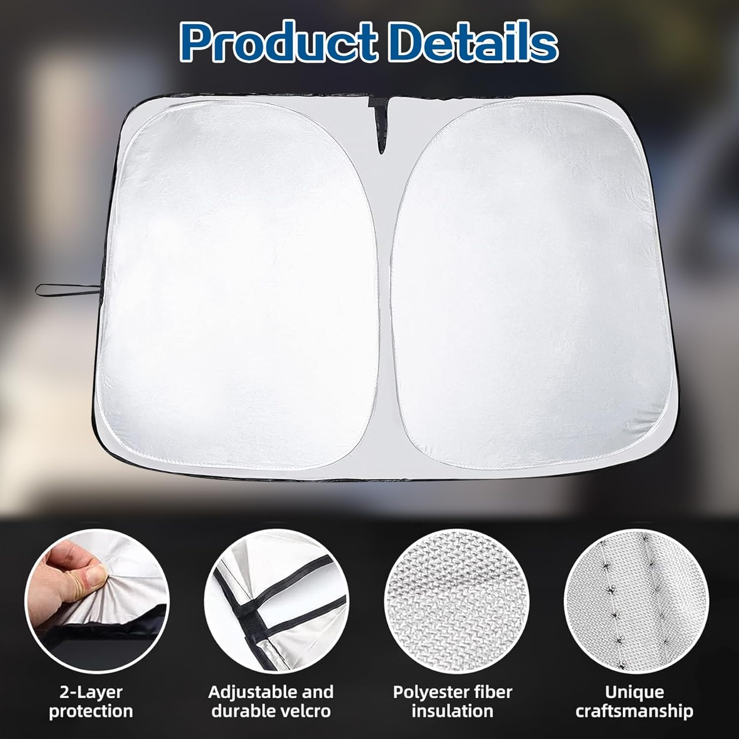 Windshield Sunshade for Tesla Model Y Juniper, Folding Front Window Sun Shade Cover for Model 3 Highland, Reflective Heat & Sun, UV Blocks Visor, Privacy Protection, for Teals Model Y/3 Accessories image number 5