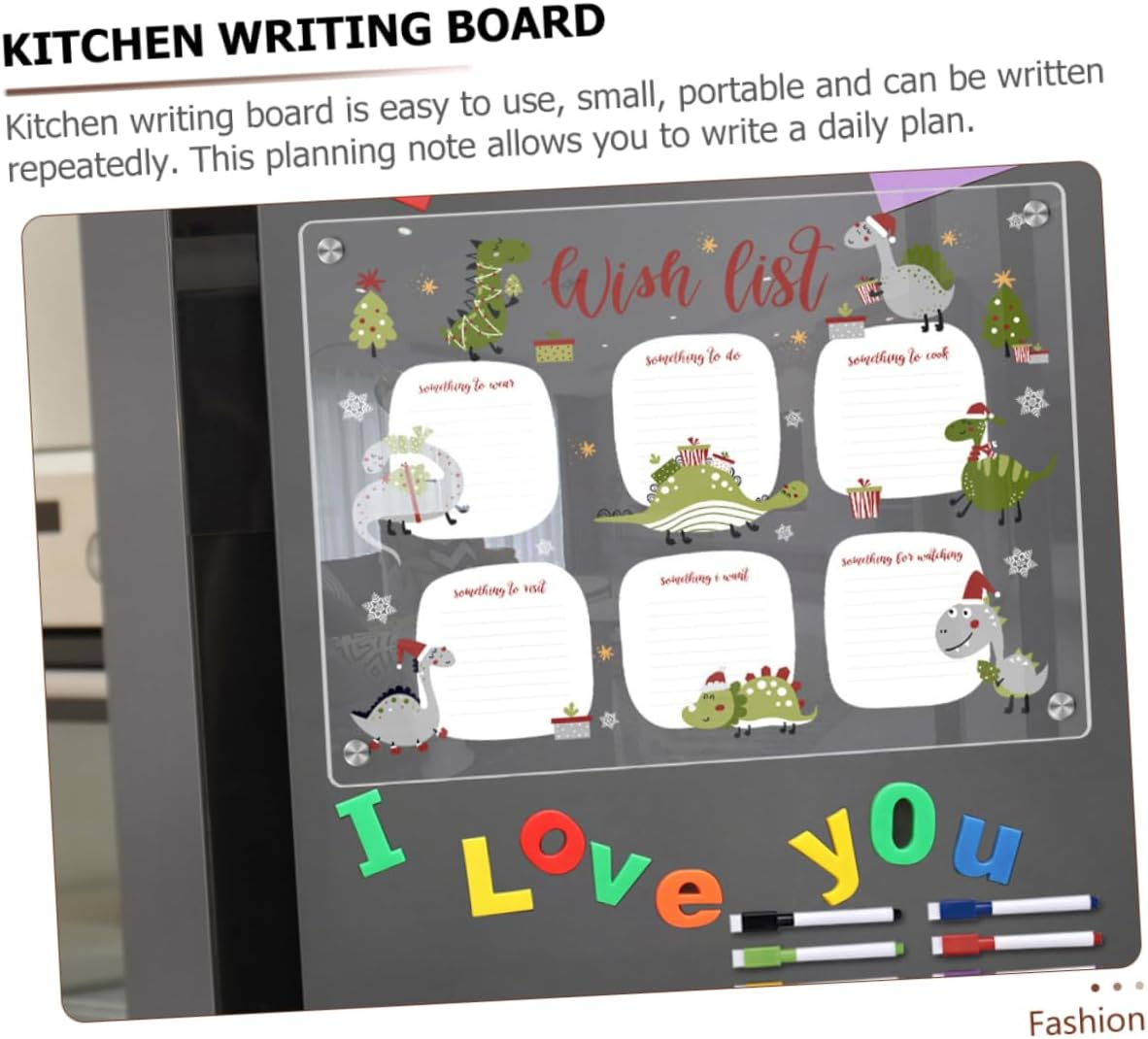 OHPHCALL Magnetic Dry Erase Board Acrylic Fridge Calendar Magnet Strip Easy Clean Whiteboard Eraser image number 1