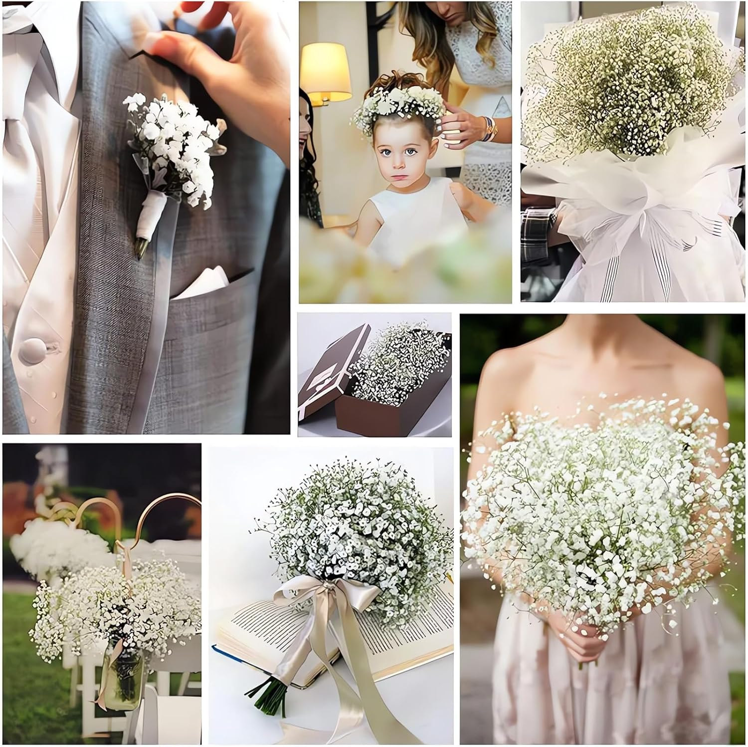 10 Bundles Artificial Flowers, Baby Breath Flowers Artificial, Real Touch, Fake Dried Gypsophila Plants for Wedding Bouquets DIY Wreath Floral Arrangement Home Party Decoration image number 5