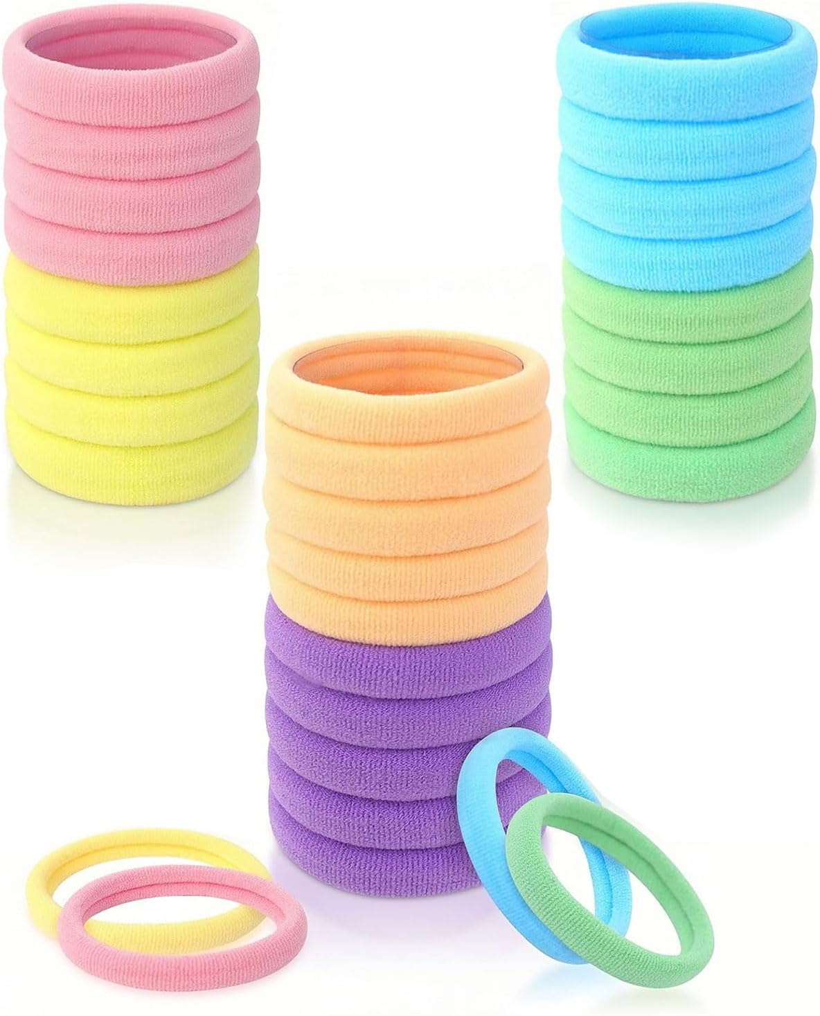 BPTRKOM Pack of 30 Women'S Hair Bobbles - Colourful Cotton Hair Bobbles without Metal Braid Elastics Hair Bands Girls Hair Bands Christmas Gifts for Girls Children (6 Colours) image number 1