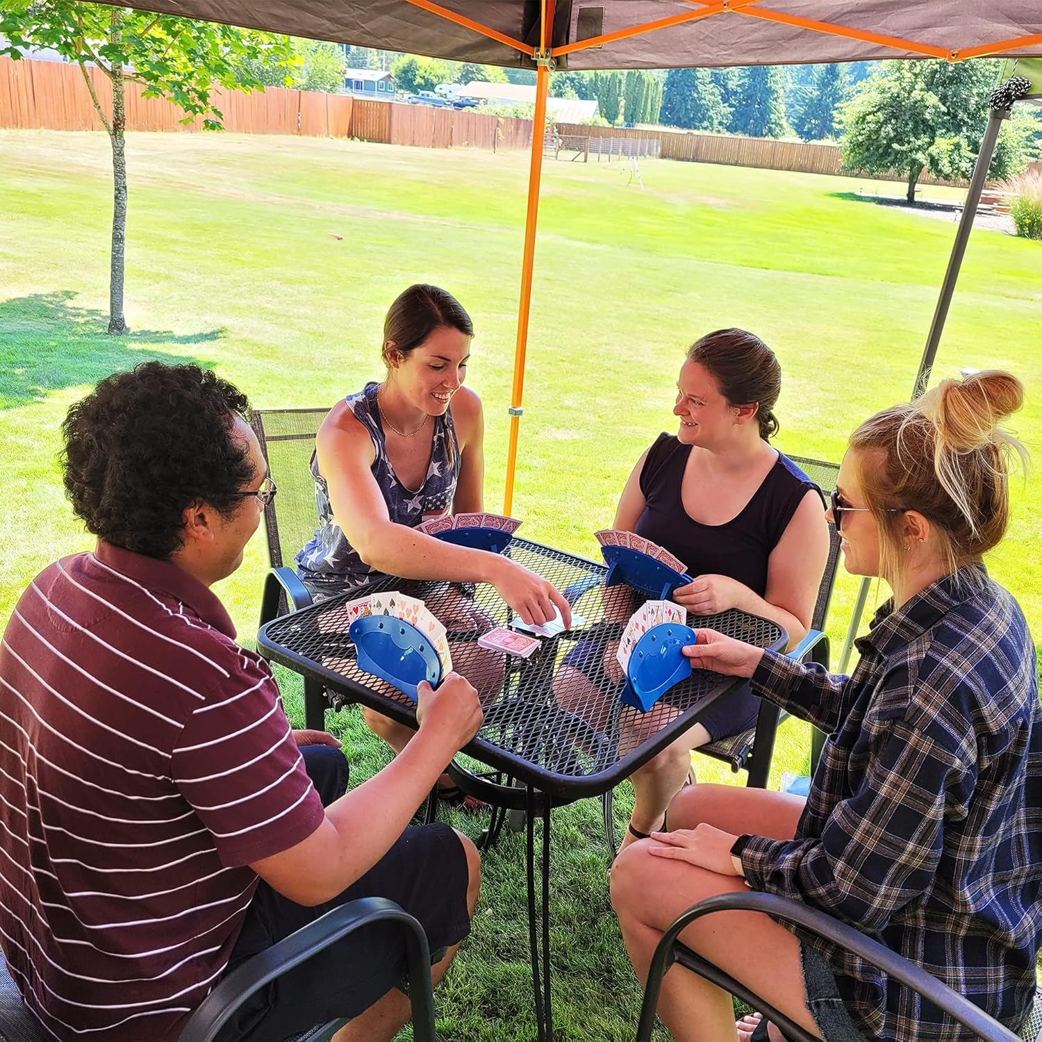 2 Pack Playing Card Holder for Adults Kids, Hands Free Card Holders for Playing Cards, Cards Organizer for Card Game Nights, Canasta, Poker Parties with Box image number 4