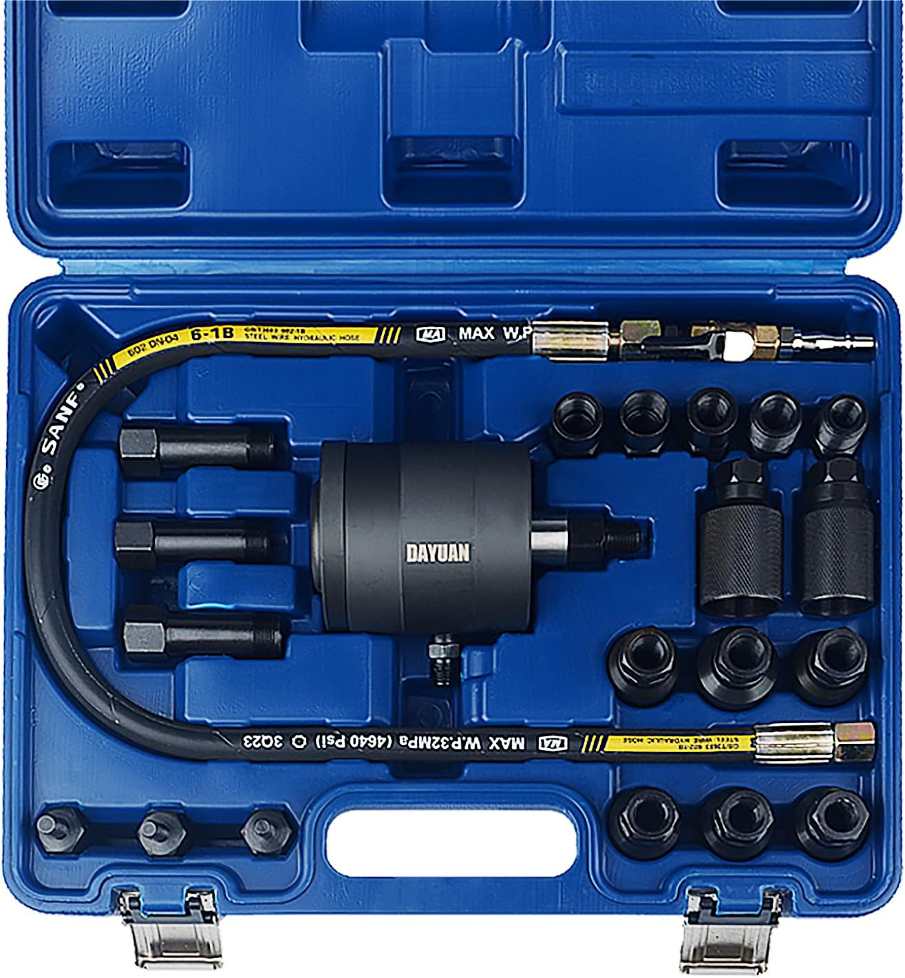 DAYUAN 21 Piece Diesel Injector Puller, Pneumatic Injector Puller with Adapter, Compressed Air Injectors Extractor Tool