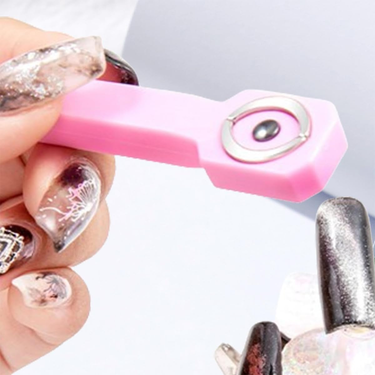 Namvo 3 in 1 Nail Magnetic Pen, Cat Eye Gel Nail Polish Magnet, Nail Magnet Stick, Cat Eye Nail Design Tool, Double Head Magnet for Gel Nail Polish Salon Studio (Pink) image number 5