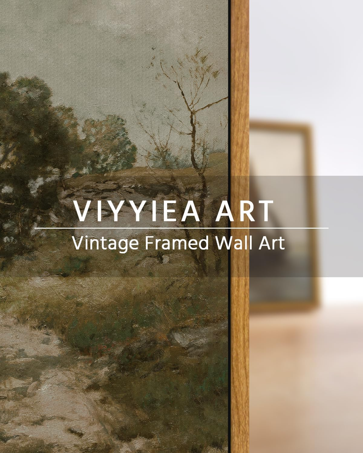 VIYYIEA Two Vintage Framed Wall Art, Country Road and Grassland Painting Decor Aesthetic, Small Canvas Print Artwork, Farmhouse Landscape Wall Pictures for Bedroom Barthroom, 9X11 Inch,Set of 2 image number 6