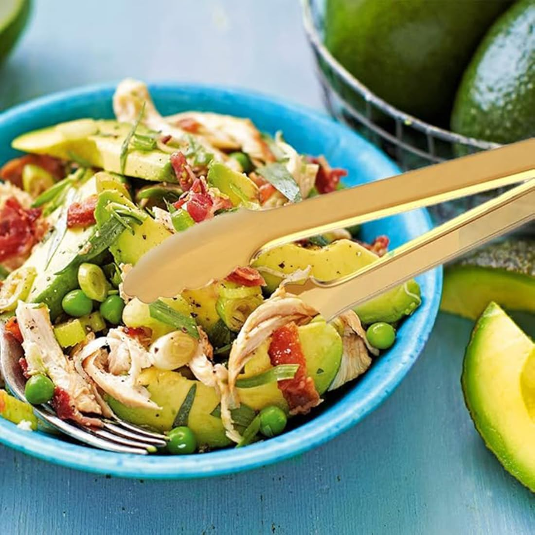 2 Pack Gold Serving Tongs, 9.5Inch Gold Serving Tongs Barbecue Food Tongs Buffet Tongs, Non-Slip & Easy Grip Gold Serving Utensils Salad Tongs for Kitchen Restaurant image number 3