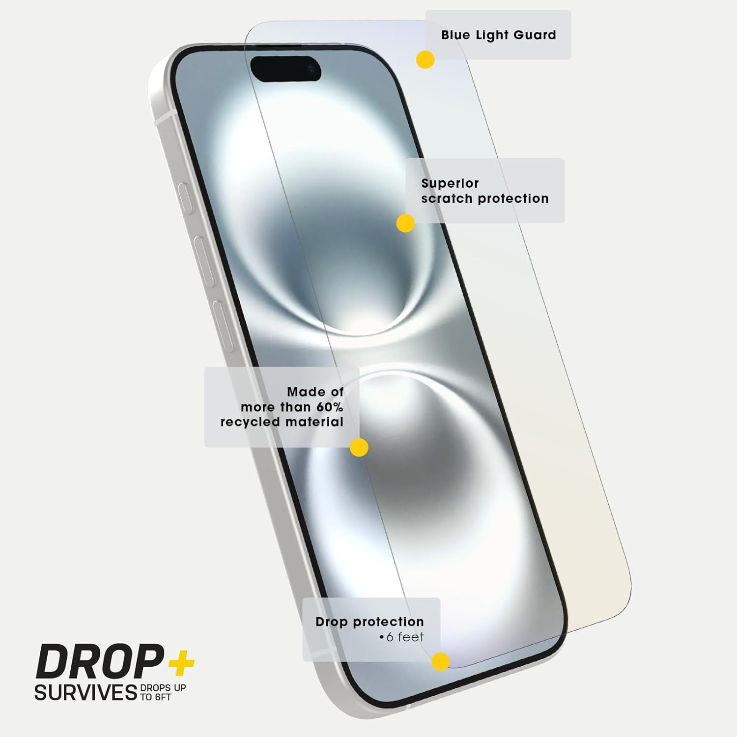 Otterbox Premium Pro Glass Screen Protector with Blue Light Guard for Iphone 16, Tempered Glass, Superior Scratch Protection, Survives Drops up to 6Ft image number 4