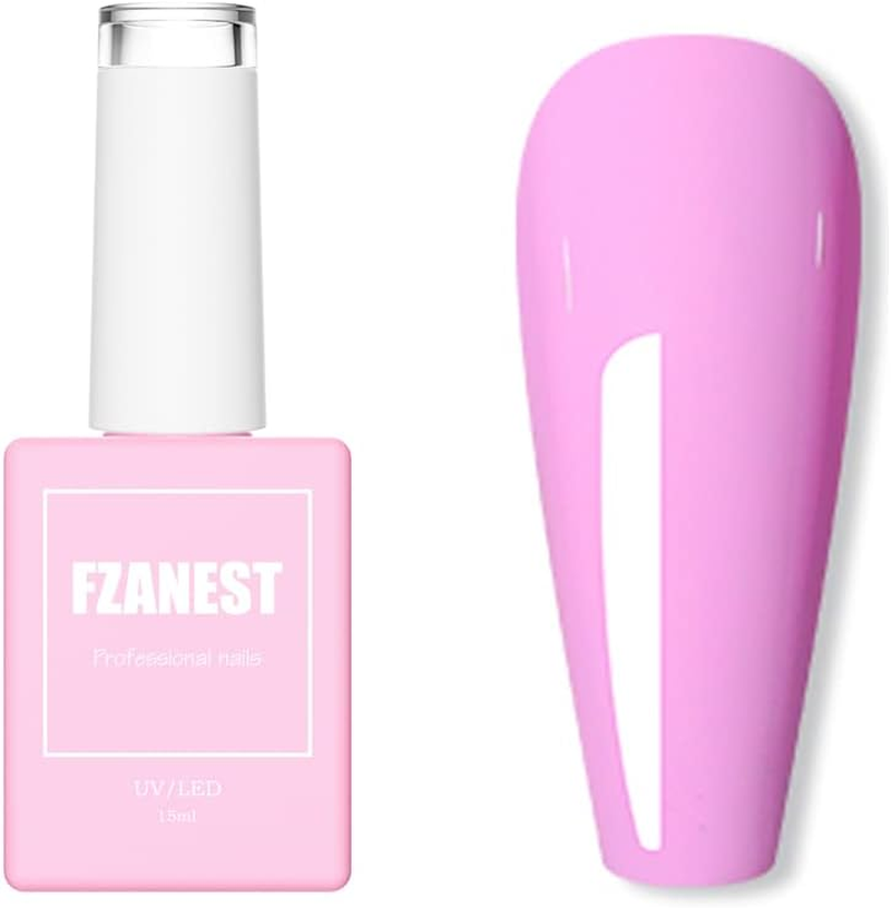 FZANEST Gel Nail Polish Soak-Off Lacquer LED UV Gel Polish Milky Transparent Nail Art Manicure (Sheer Rose Nude) - Hot Pink image number 3