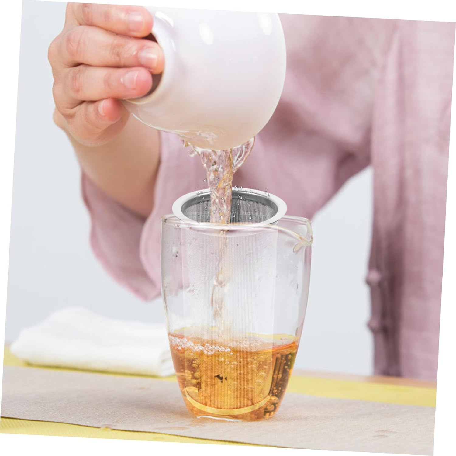 ELAYARD Stainless Steel Tea Strainer and Coffee Filter Portable Mesh Infuser Insert with Evenly Distributed Filter for Loose Tea Cold Brew and Fruit Infuser Jar Use image number 1