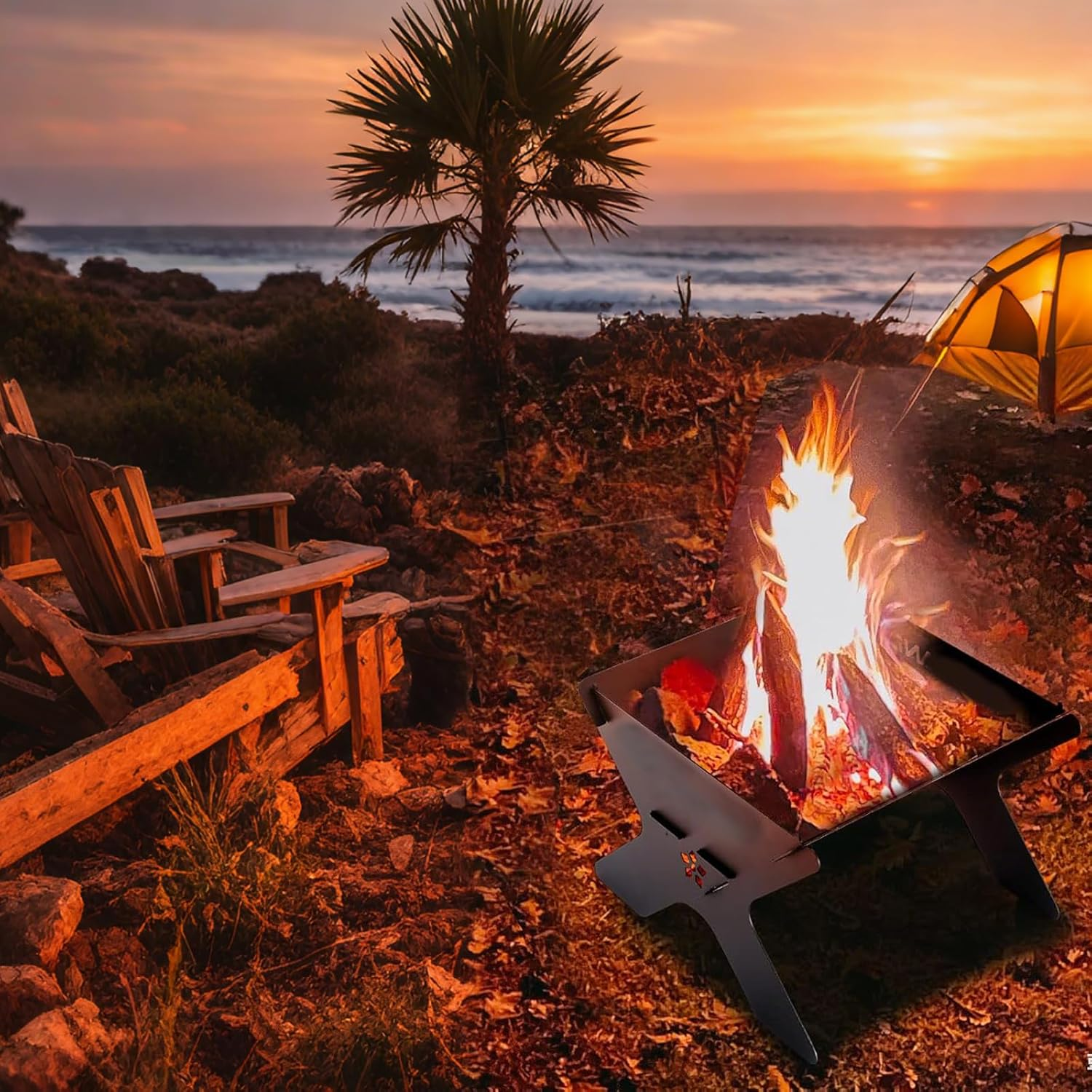 Folding Coal Grill - Compact Outdoor Fire Pit BBQ with Carry Case, Ideal for Camp Cooking, Backyard, Bonfires & Patio image number 2