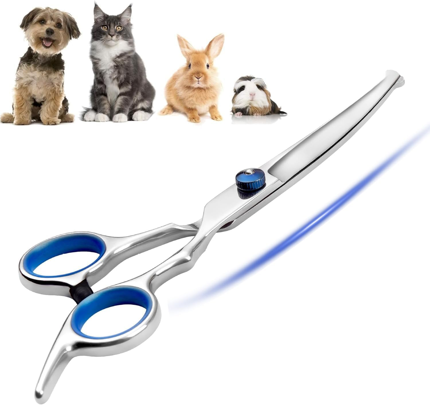 Mumoo Bear Curved Dog Grooming Scissors with Safety round Tips, Light Weight Professional Pet Grooming Shears Stainless Steel for Dogs Cats Pets image number 5