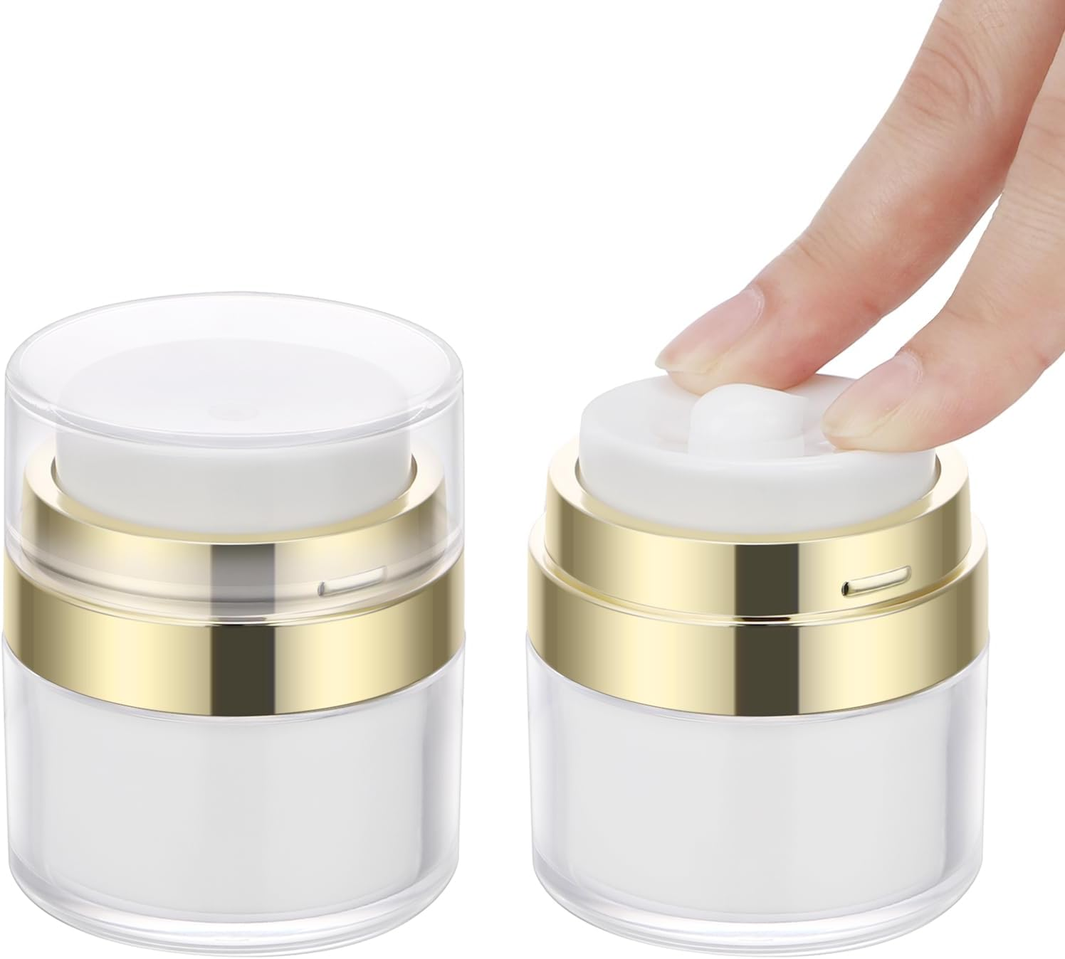 Segbeauty Airless Pump Jars, 2Pcs 15G Travel Containers for Cream, Vacuum Cosmetic Travel Containers, Refillable and Portable, for Thick Moisturizer, Skincare Cream image number 1