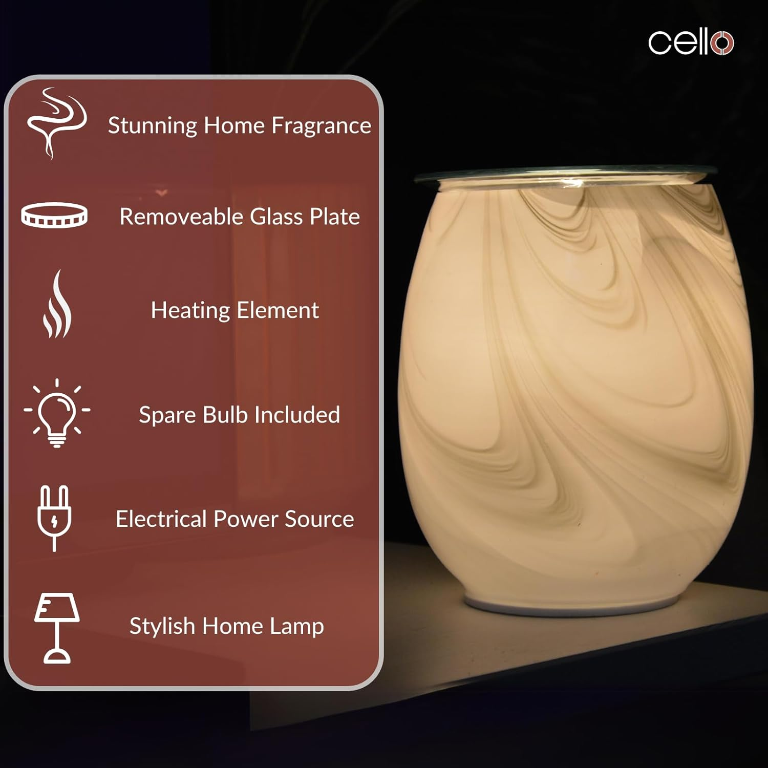 Cello Galaxy Swirl Art Glass Electric Melt Burner - Wax Melt, Electric Diffuser and Oil Burner. New Home Gifts, Home Decor, Room Decor, Bedroom Accessories and Office Accessories. image number 2