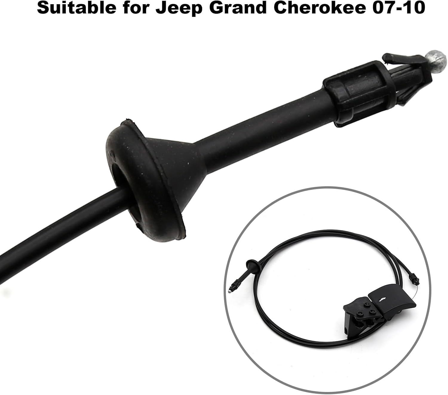 55394495AB Hood Latch Release Cable 023198 Replacement for Jeep Grand Cherokee, Commander XK Front Hood Release Cable with Handle image number 1