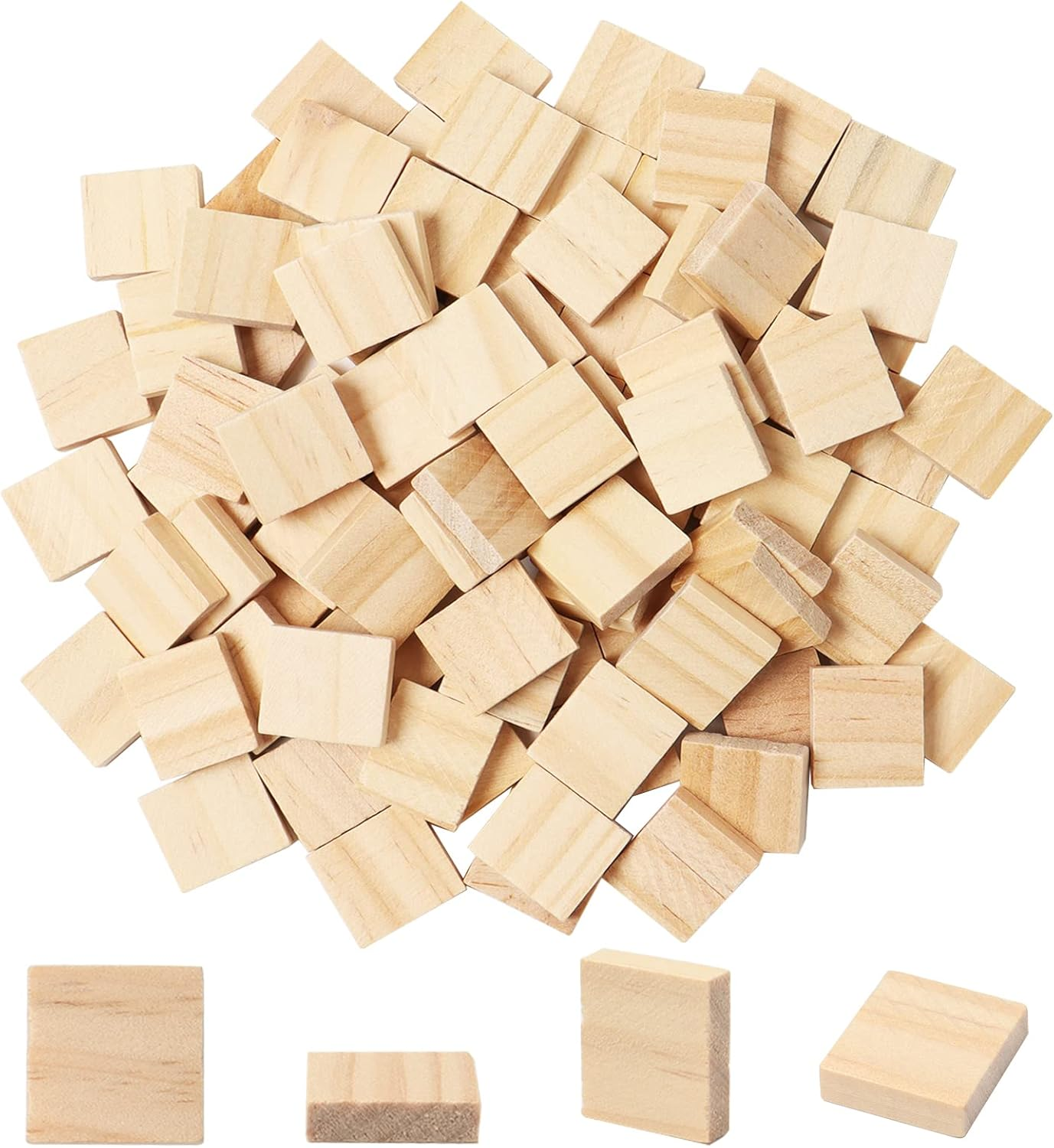 Qfeley 400 Pieces Blank Wooden Letter Tiles Square Tile Pieces 20X18Mm Wood Square Letter Tiles Blank Wooden Cutout Tiles Blank Wood Squares Pieces for DIY Crafts Decoration image number 3