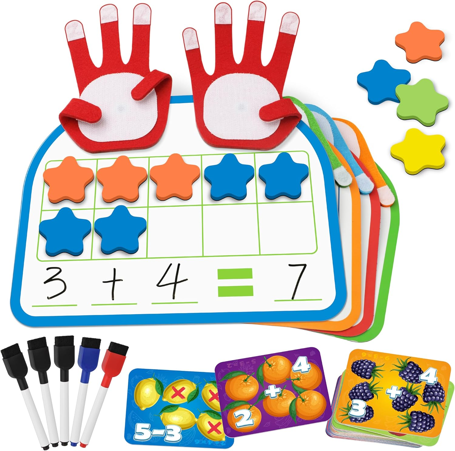 Coogam Montessori Math Manipulatives Number Counting Block, Magnetic Ten Frame Addition Subtraction Practice with Dry Erase Board, Educational Learning Toy 1St 2Nd & 3Rd Grade image number 3