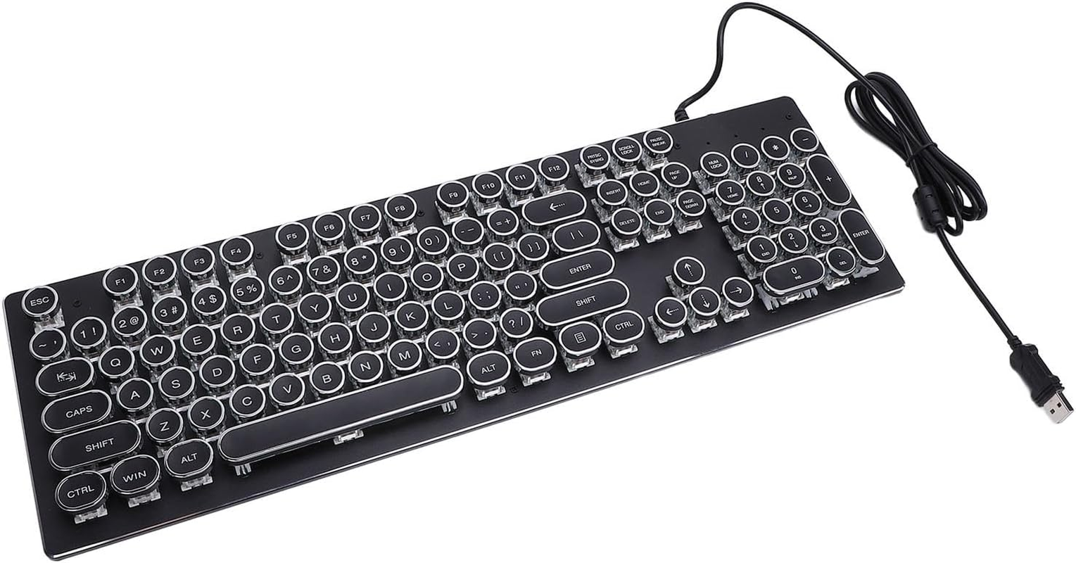 104 Keys RGB Mechanical Gaming Keyboard, Backlit USB Wired Keyboard with Blue Switch, Computer Keyboard for Desktop PC (Black) image number 4