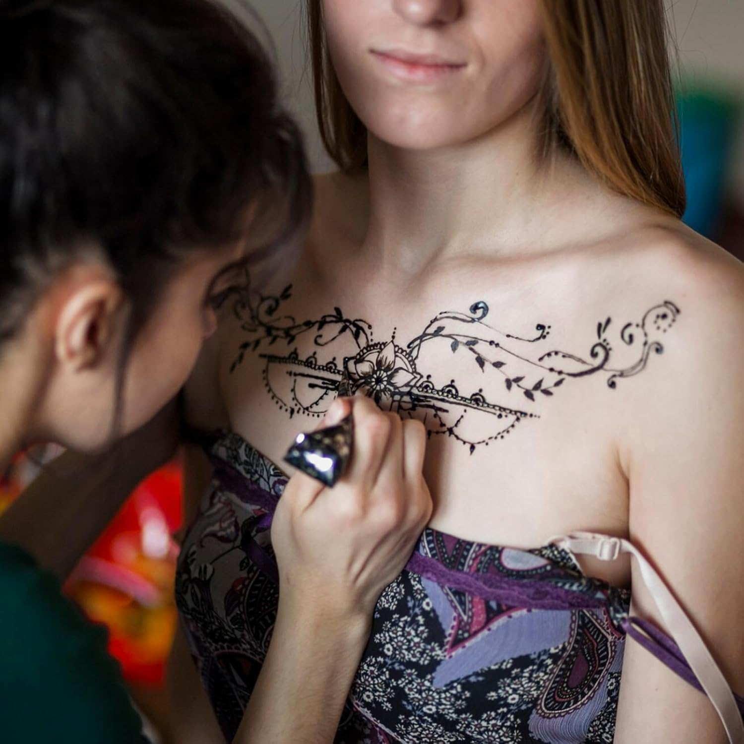 6 Pack 100% Natural Temporary Tattoo Paste Henna Cone | 1 Cone 31 Grams | Indian Body Art Painting Drawing Tattoos Freckles (Black Color) image number 3