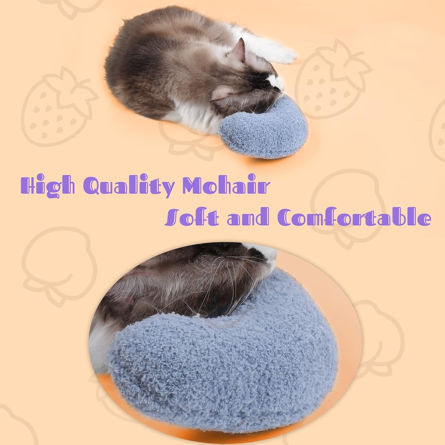 3 PCS Cat Pillows for Indoor Cat and Small Dog, Calming Dog Pillows, Half Donut Dog Cutated Calming Pillow, Cozy Bed Pillow Cute Rabbit Pillows (Yellow, Blue, Pink, One Size) image number 1