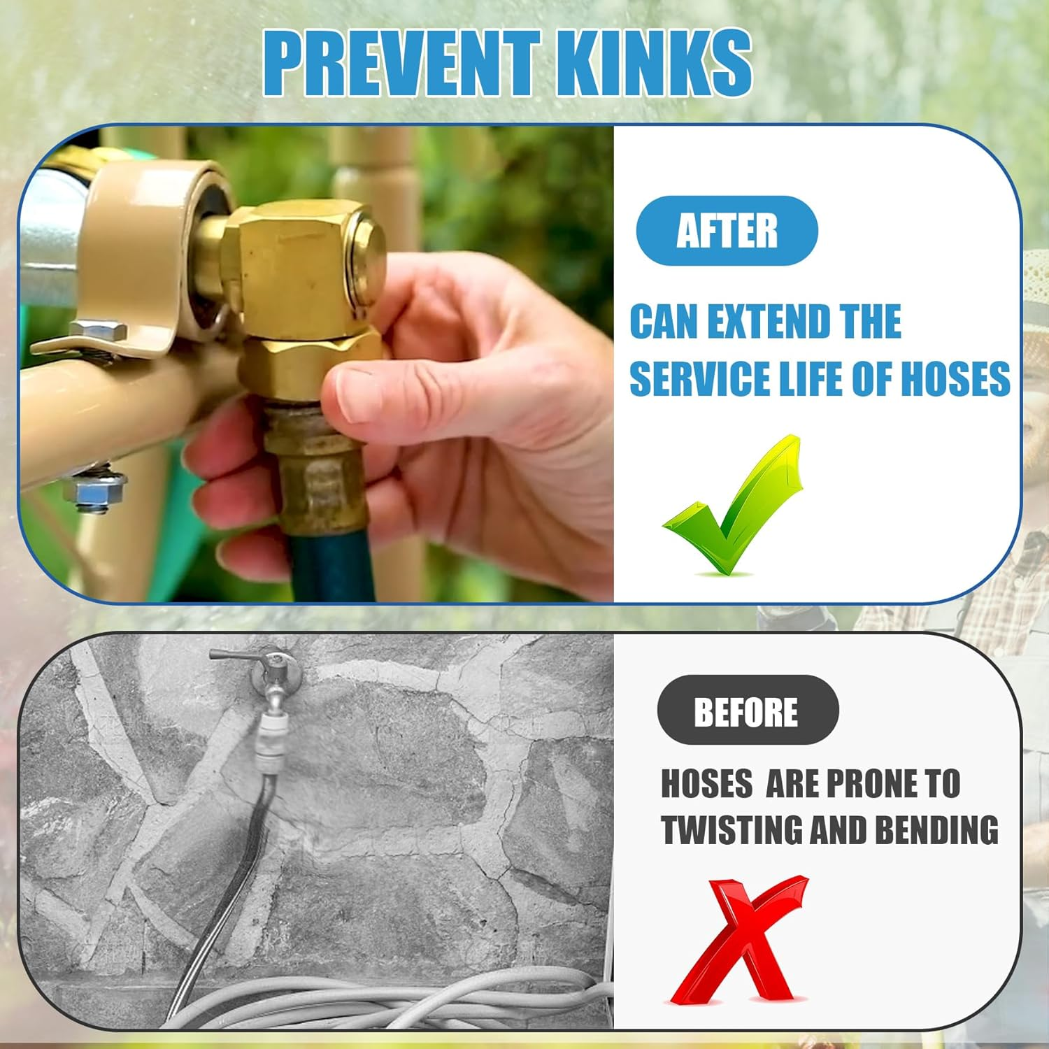 Garden Hose Swivel Elbow Connector 90 Degree Solid Brass Pipe Fittings,Brass Replacement Part Swivel,Hose Kink Protector（1Pc） image number 5