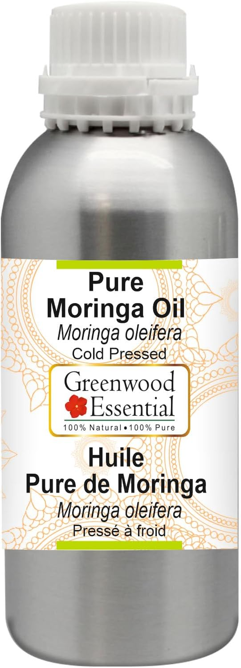 Greenwood Essential Pure Moringa Oil (Moringa Oleifera) Cold Pressed 300Ml (10 Oz) image number 1