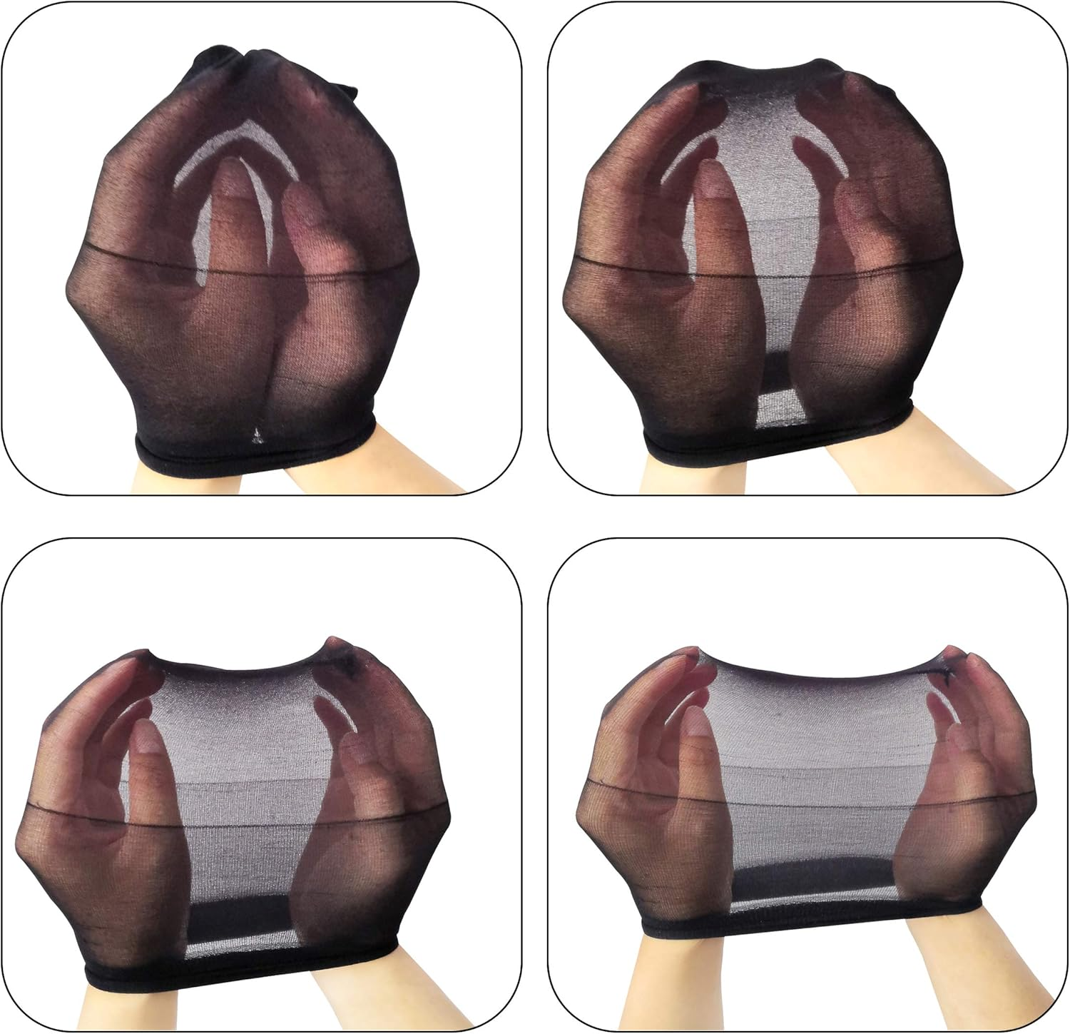 Pack of 6 Hair Net Nylon Wig Caps Wig Cap Set Elastic Breathable Hair Net for Wigs (Black) image number 2