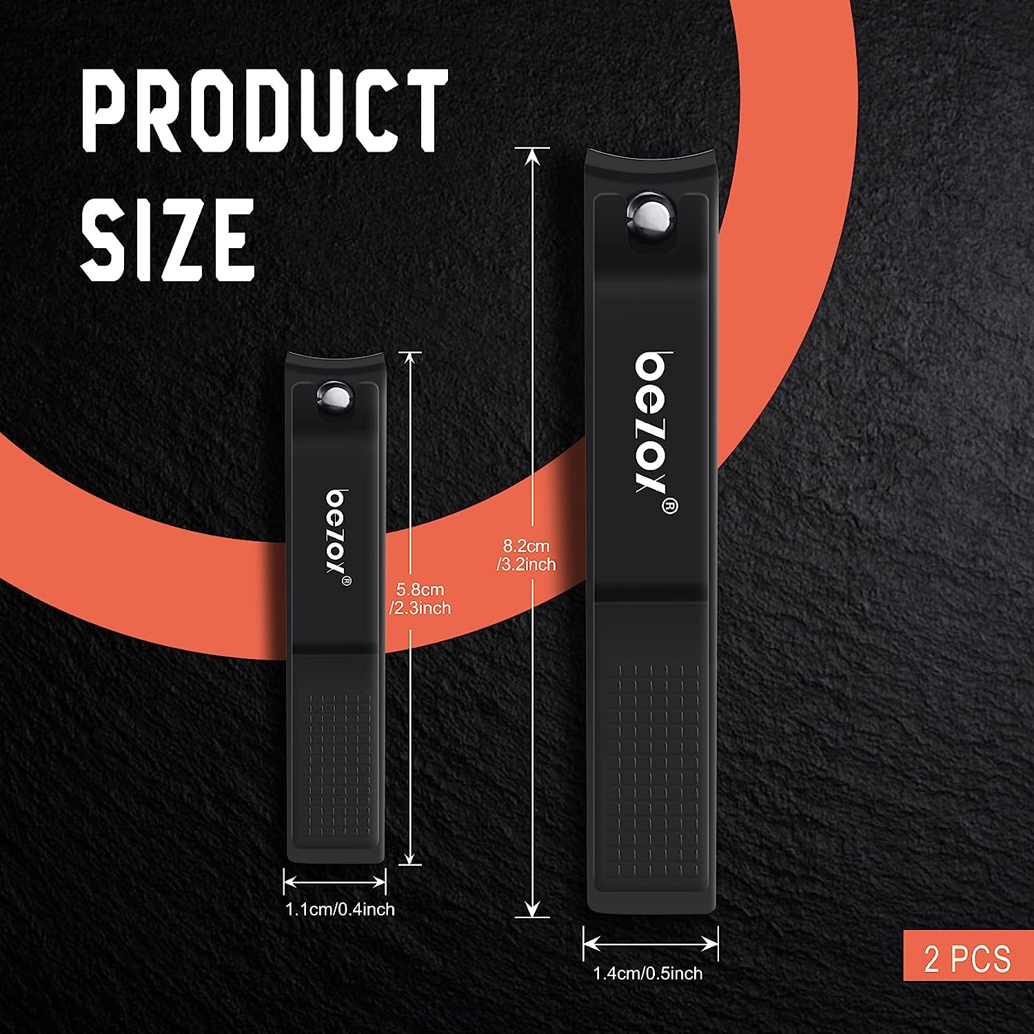 BEZOX Nail Clippers Set of 2 - Stainless Steel Fingernail Clipper and Toenail Clippers for Men and Women image number 1