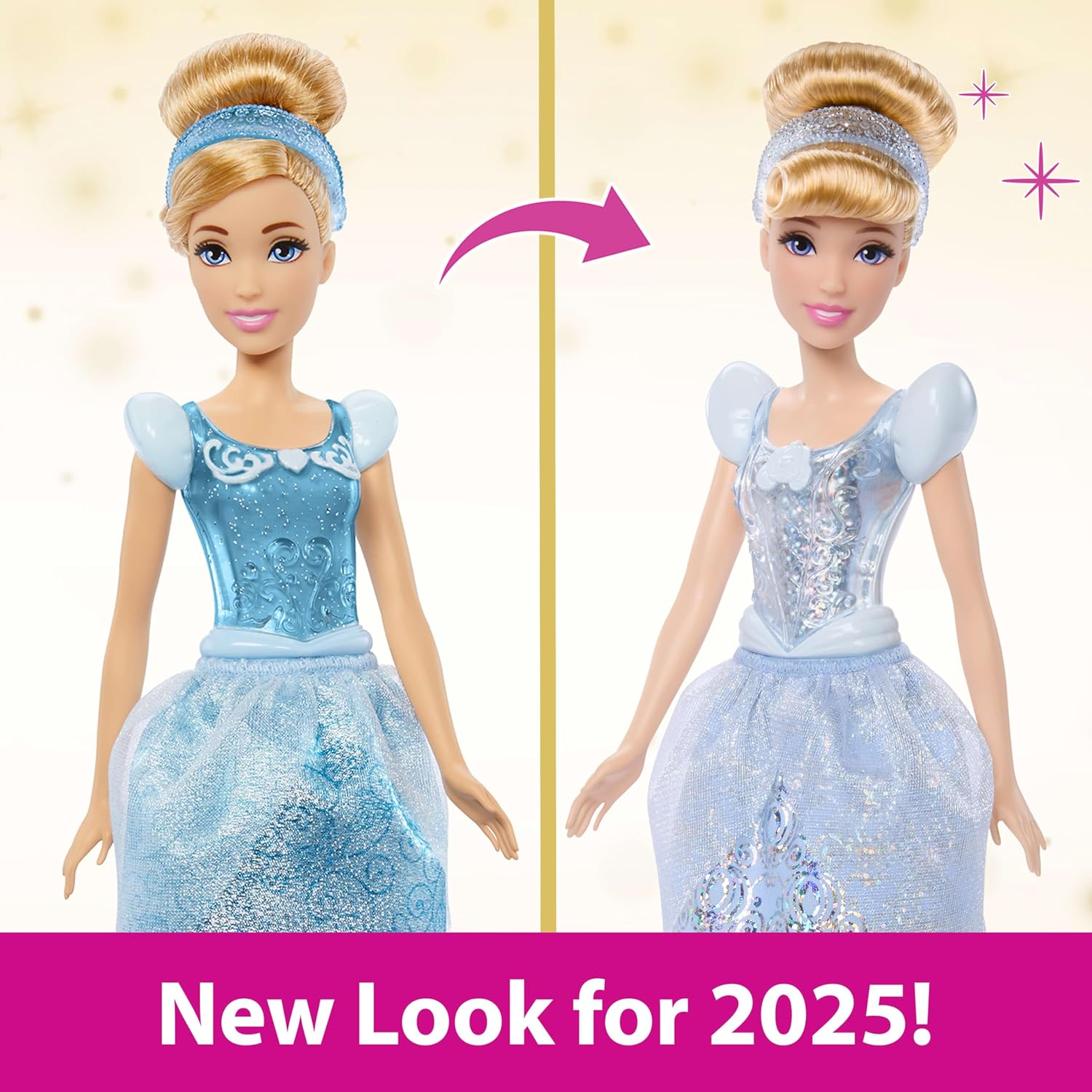 Mattel Disney Princess Cinderella Doll in Sparkling Fashion with Removable Skirt, Headband and Shoes, Posable & Collectible, Inspired by Movie image number 4