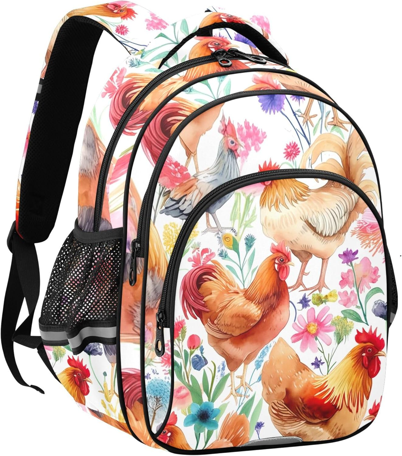 Joisal Backpack Colorful Chickens Vibrant Flowers Kids Backpacks Children School Bag Cute Preschool Age 3-8 Bookbag Princess image number 6