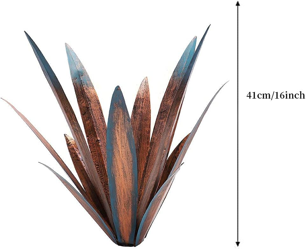 Jesokiibo 2Pcs Tequila Rustic Sculpture DIY Metal Agave Plant Home Decor Rustic Hand Painted Metal Agave Garden Ornaments Outdoor Decor Figurines Home Yard Decorations Stakes Lawn Ornaments image number 6