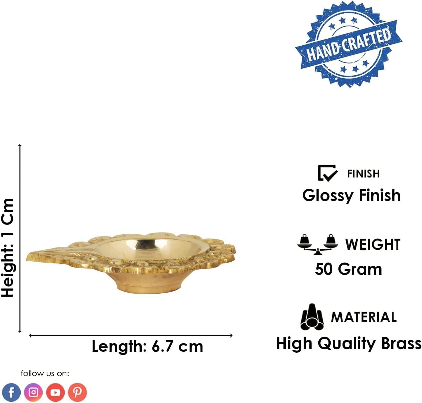 SATVIK Set of 4 = Brass Laxmi Kuber Diya &ndash; Engraved Floral Design Pooja Diya for Home, Mandir, Festivals, Diwali Decor, Oil Lamp, Tea Light Holder, Indian Housewarming Gift, Kutthu Vilakku, Nilakku image number 5