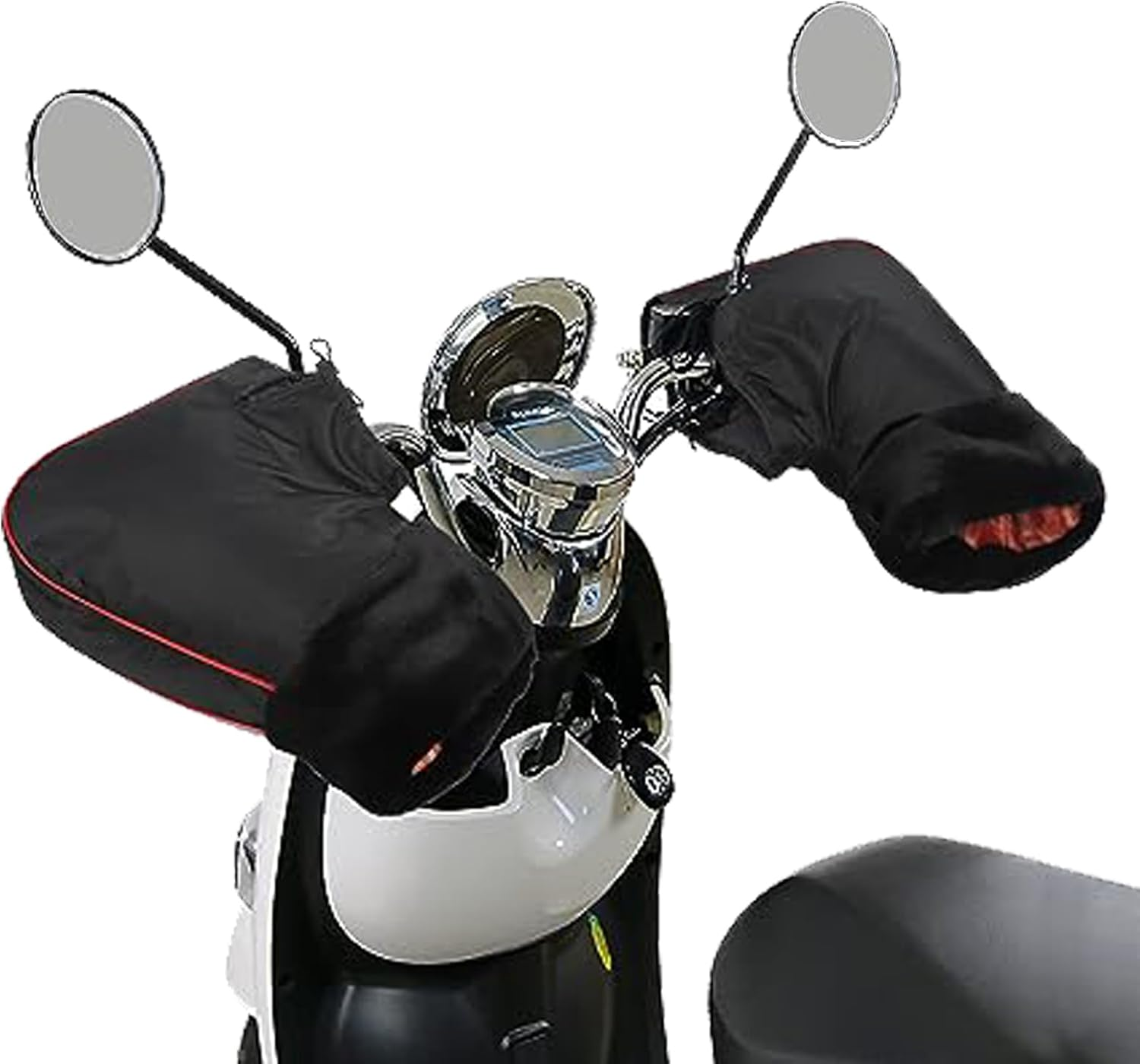 Motorcycle Handlebar Muffs Bike Gloves Windproof Winter Cycling Gloves Thicken Fleece Thermal Scooter Motorbike Handle Hand Warmer Outdoor Waterproof Motorbike Handlebar Mittens with Reflective Strip image number 3