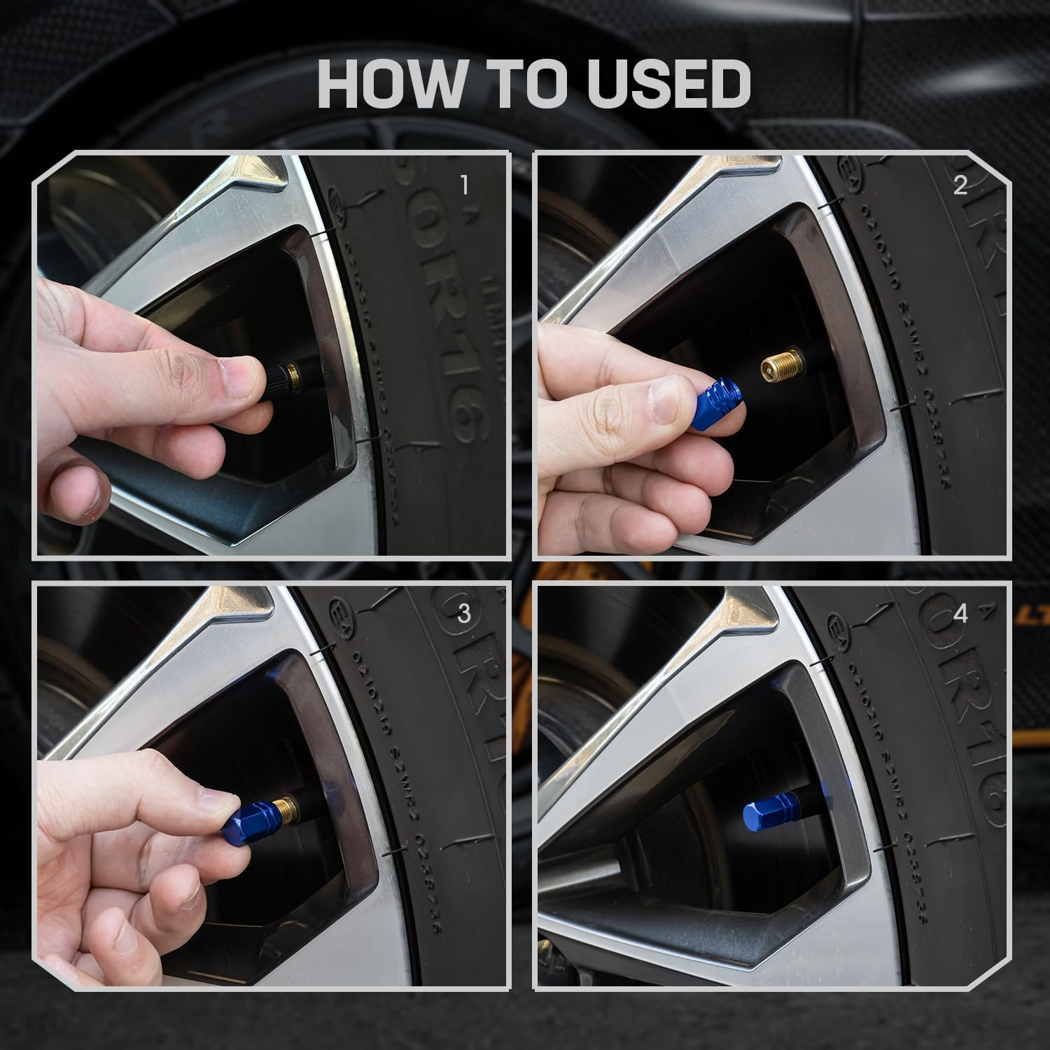 Tire Valve Caps,10 Pack Universal Air Valve Car Tire Valve Stem Caps Wheel Valve Covers Leak-Proof Air Protection Cap Fits Cars, Trucks, Bikes, Motorcycles, Bicycles (Blue) image number 4